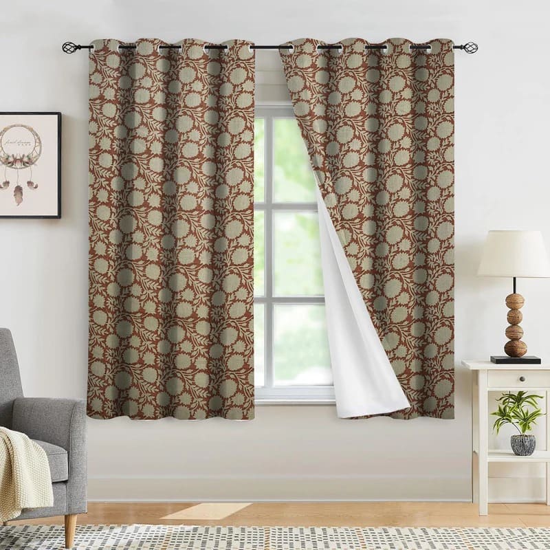 Handmade Rajat Floral Grommet Curtains