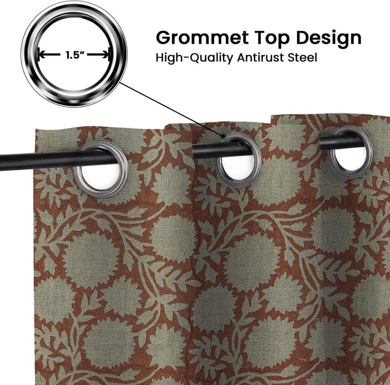 Handmade Rajat Floral Grommet Curtains