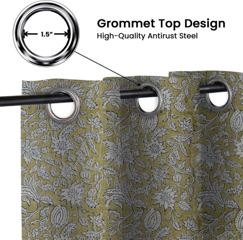 Handmade Floral Thick Linen Curtain - Manikarnika