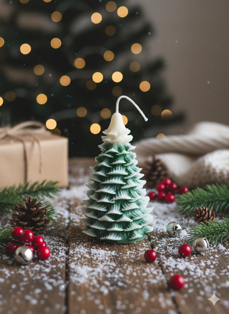 Handmade Christmas Tree Candle – Festive Winter Décor