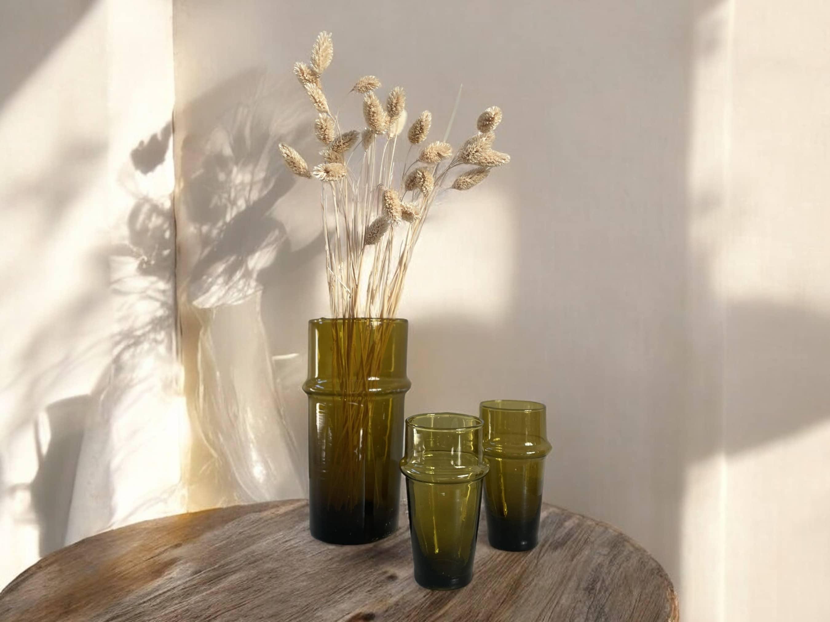 Handmade Moroccan Beldi Carafe - Recycled Glass Vase with Unique Artisanal Charm - PRHOMZ