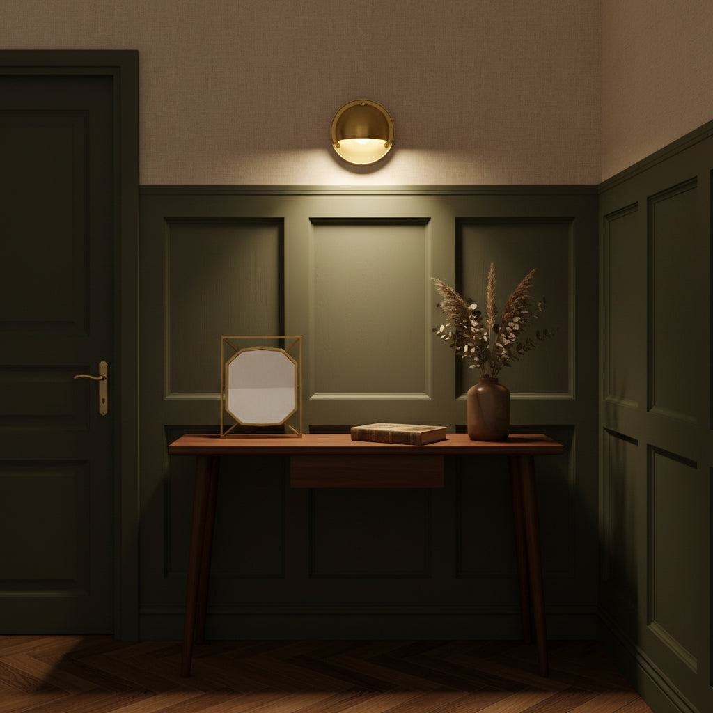 Hardy | Solid Brass Outdoor Wall Sconce with Patina | Compact Porch Light for Entryways