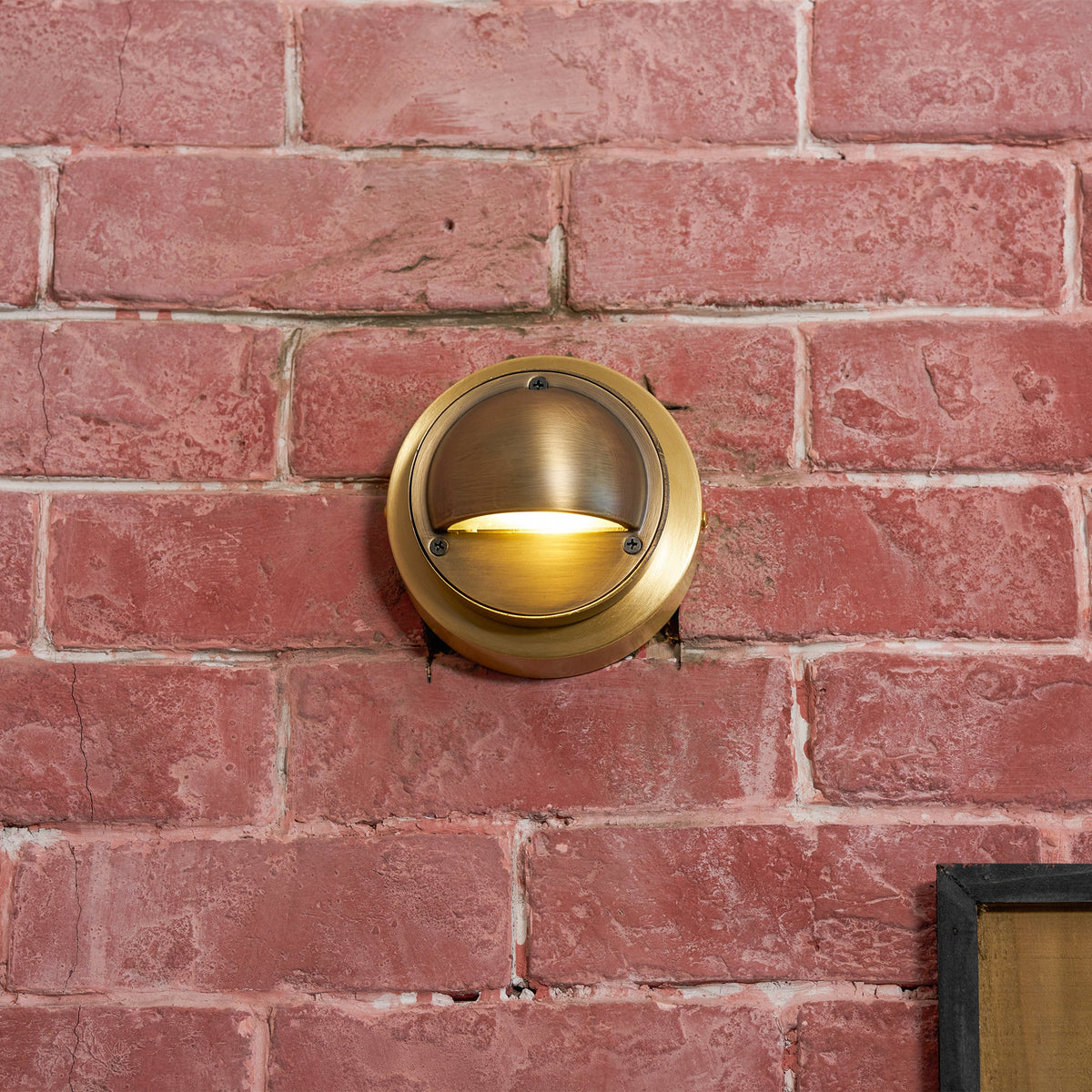 Hardy | Solid Brass Outdoor Wall Sconce with Patina | Compact Porch Light for Entryways