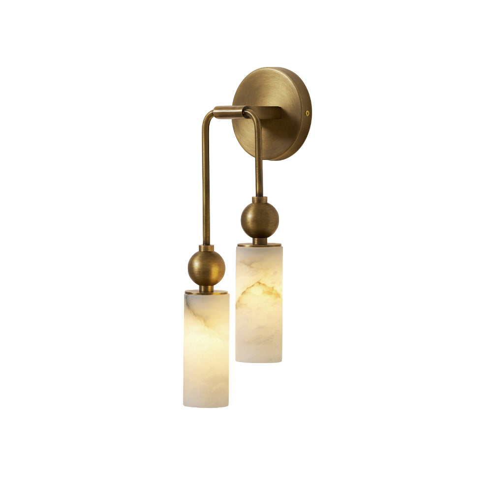 Natural Alabaster Wall Sconce with Brass Hardware | Warm Glow Bedside Light