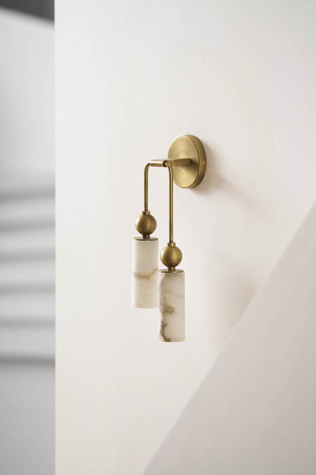 Natural Alabaster Wall Sconce with Brass Hardware | Warm Glow Bedside Light