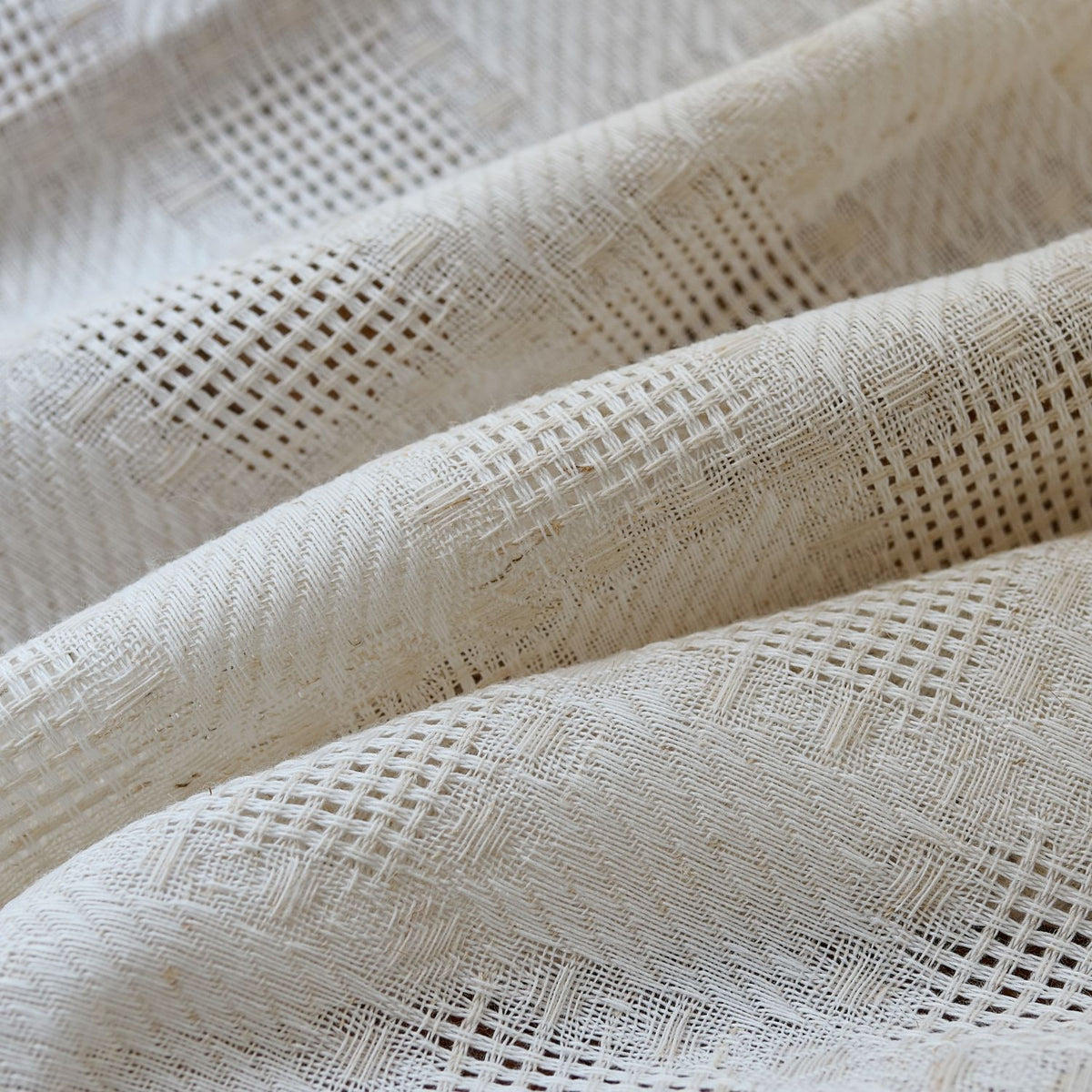 Harlow Plaid Textured Linen Sheer Curtains