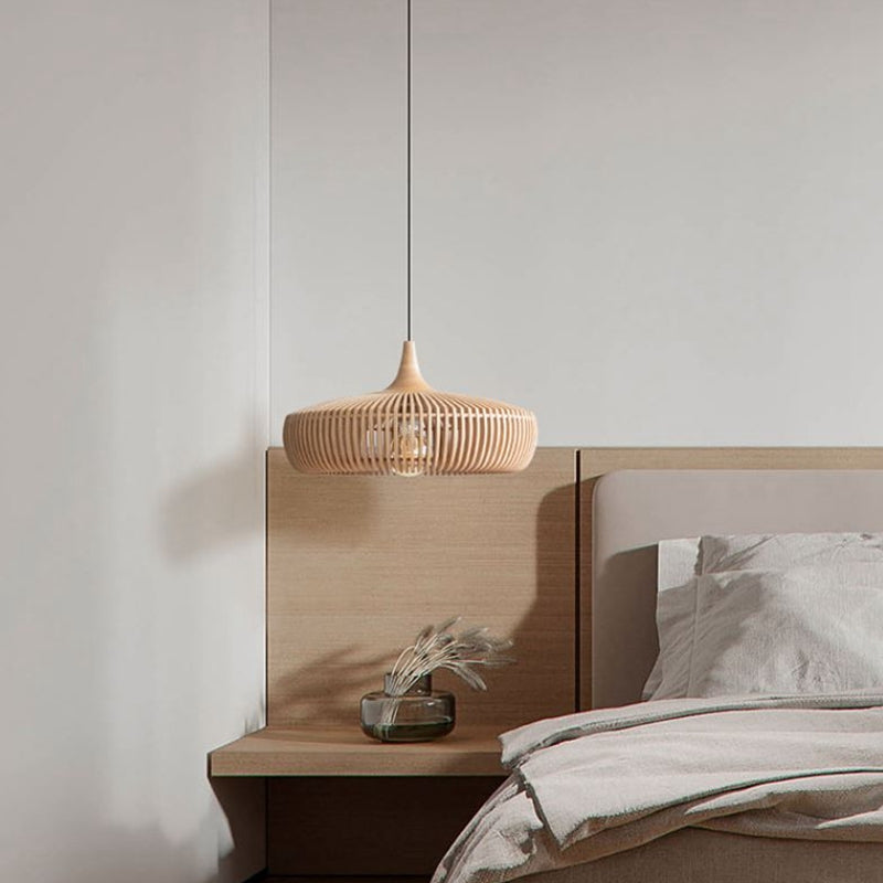 Japandi Wooden Pendant Light Modern Scandinavian Ceiling Lamp