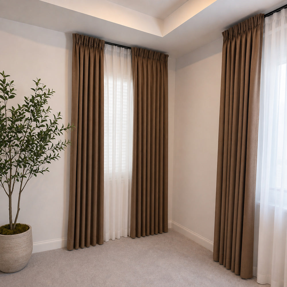 Hearty Pinstripe Textured 100% Blackout Curtains