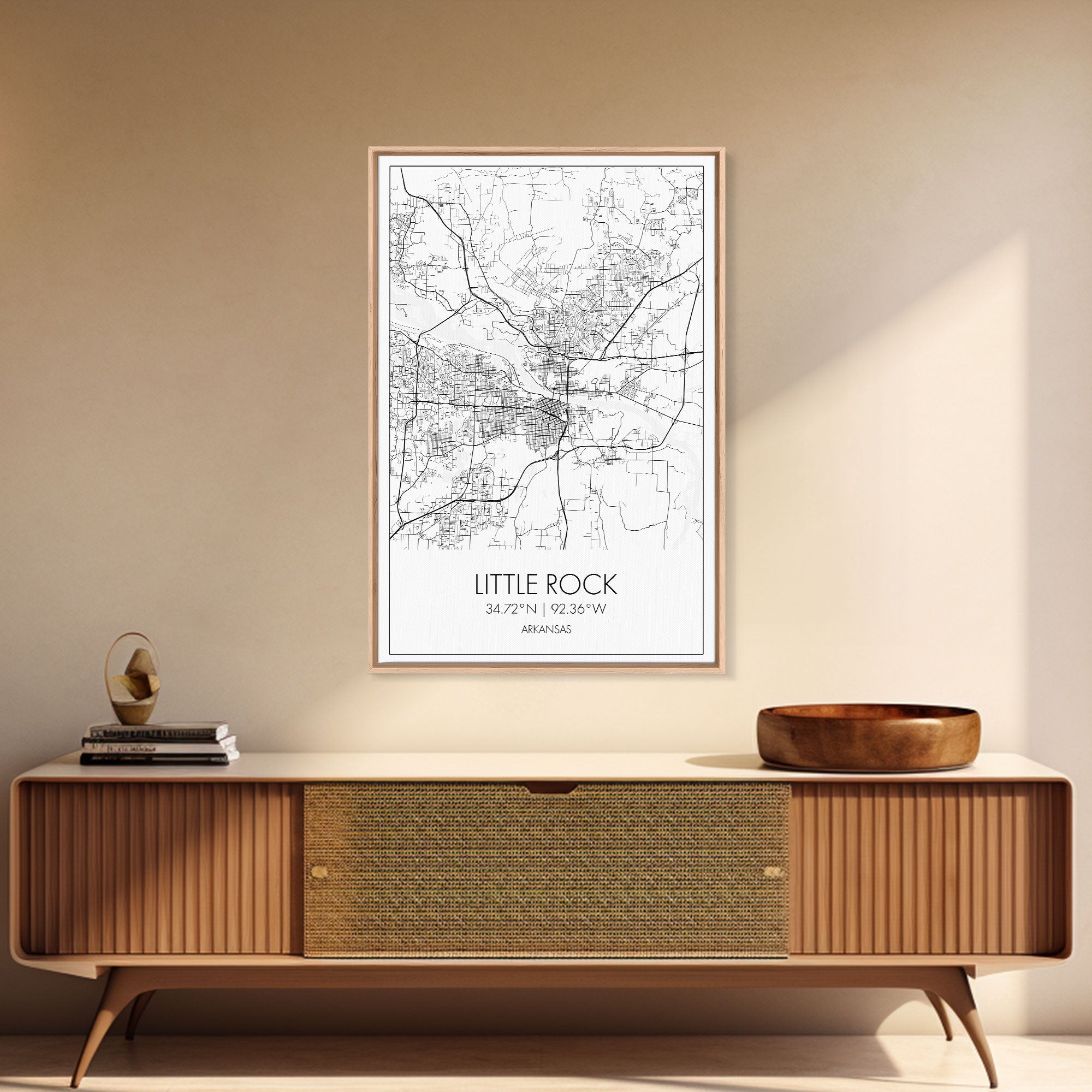 Little Rock Street Map, Arkansas Map, City Map Art, Modern Wall Art, Wall Art, Canvas Print, Travel Lover Gift, Kids Wall Art, Travel Art