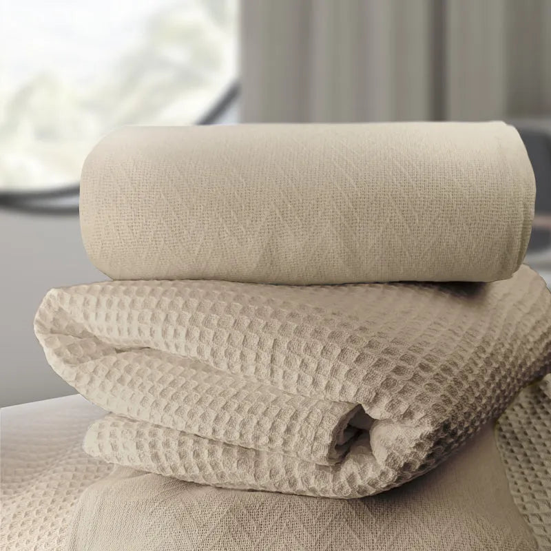 Herringbone & Honeycomb Weave Cotton Thermal Blanket 2 PK-6