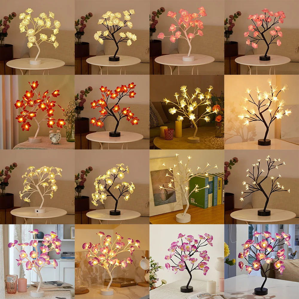 LED Table Lamp Lights Rose Flower Tree USB /Battery Night Lights Home Decoration Bonsai Christmas Lights Wedding Bedroom Decor-2