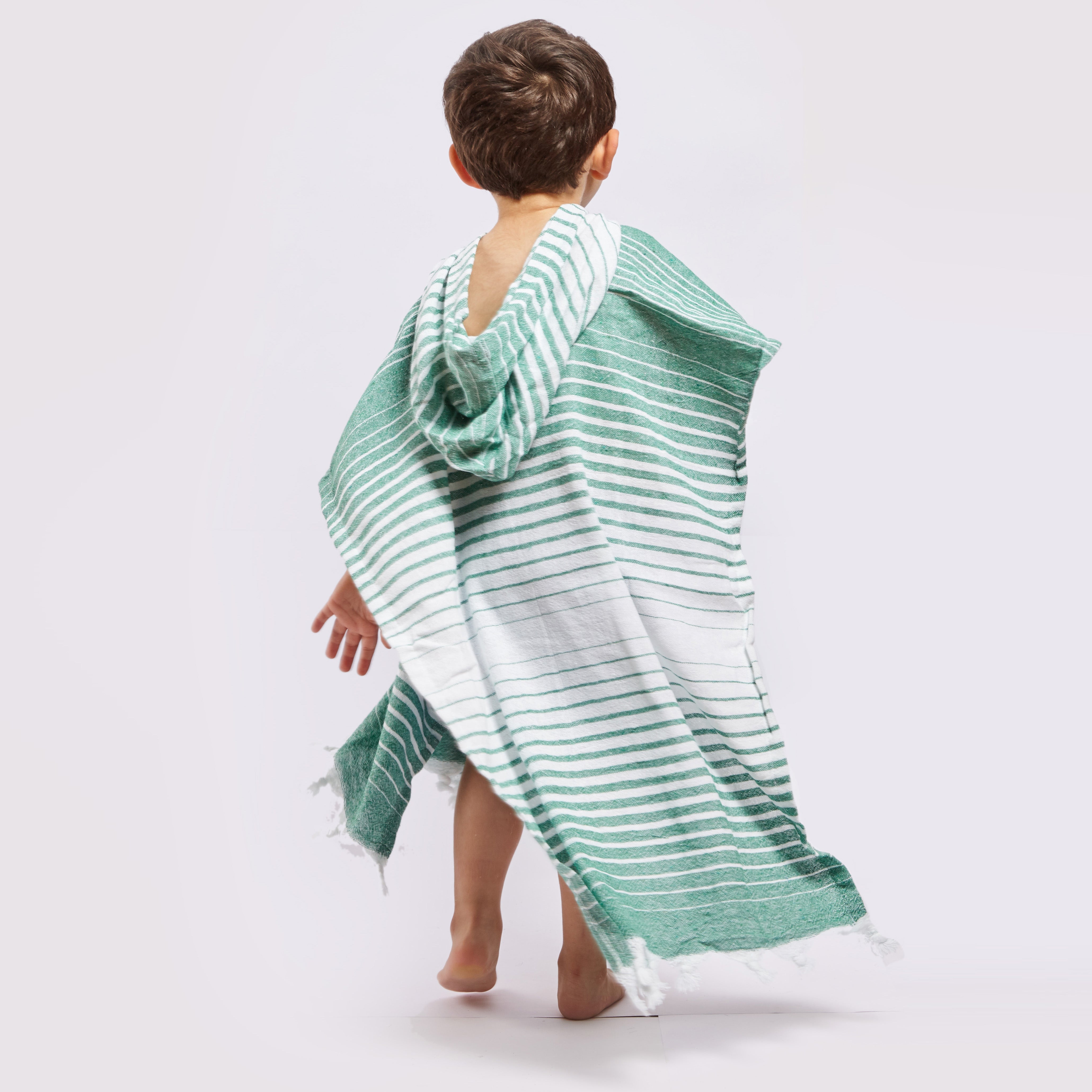 Ayvalik Hooded Poncho - Green-3