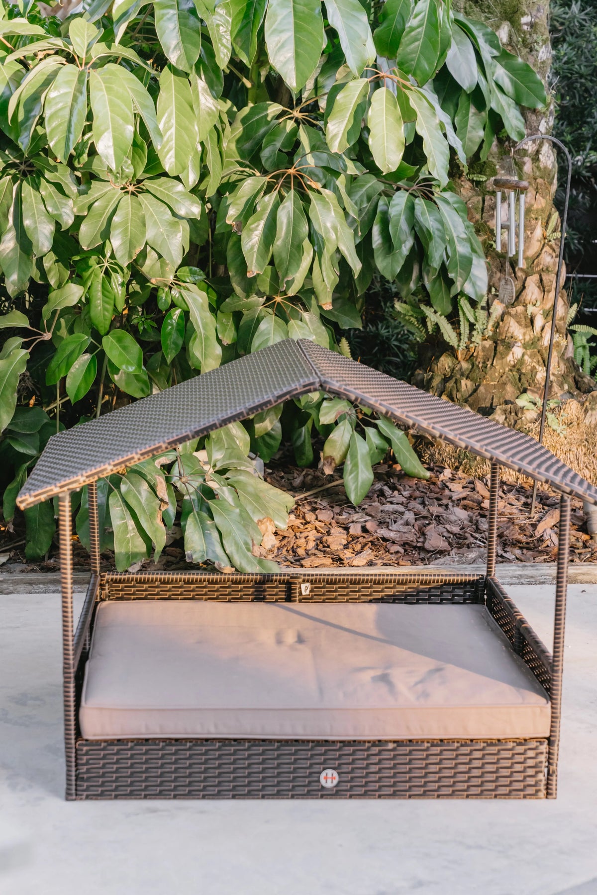 Huntley Pet Rattan Wicker Indoor Outdoor Cabana Raised Pet Bed