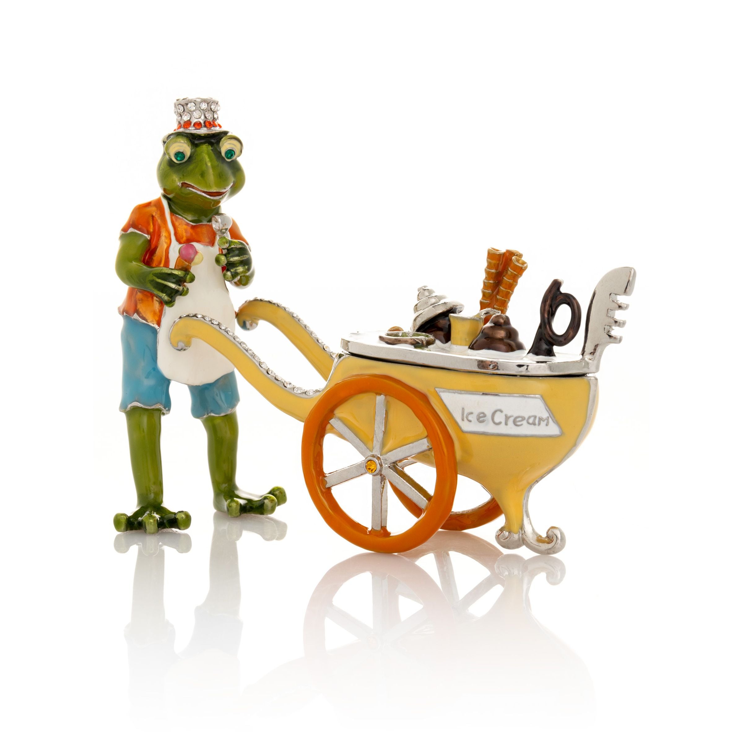 Frog ice cream seller with a colorful ice cream cart-0