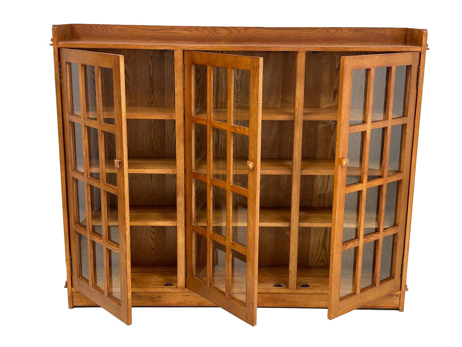 Mission Oak 3 Door Display Bookcase