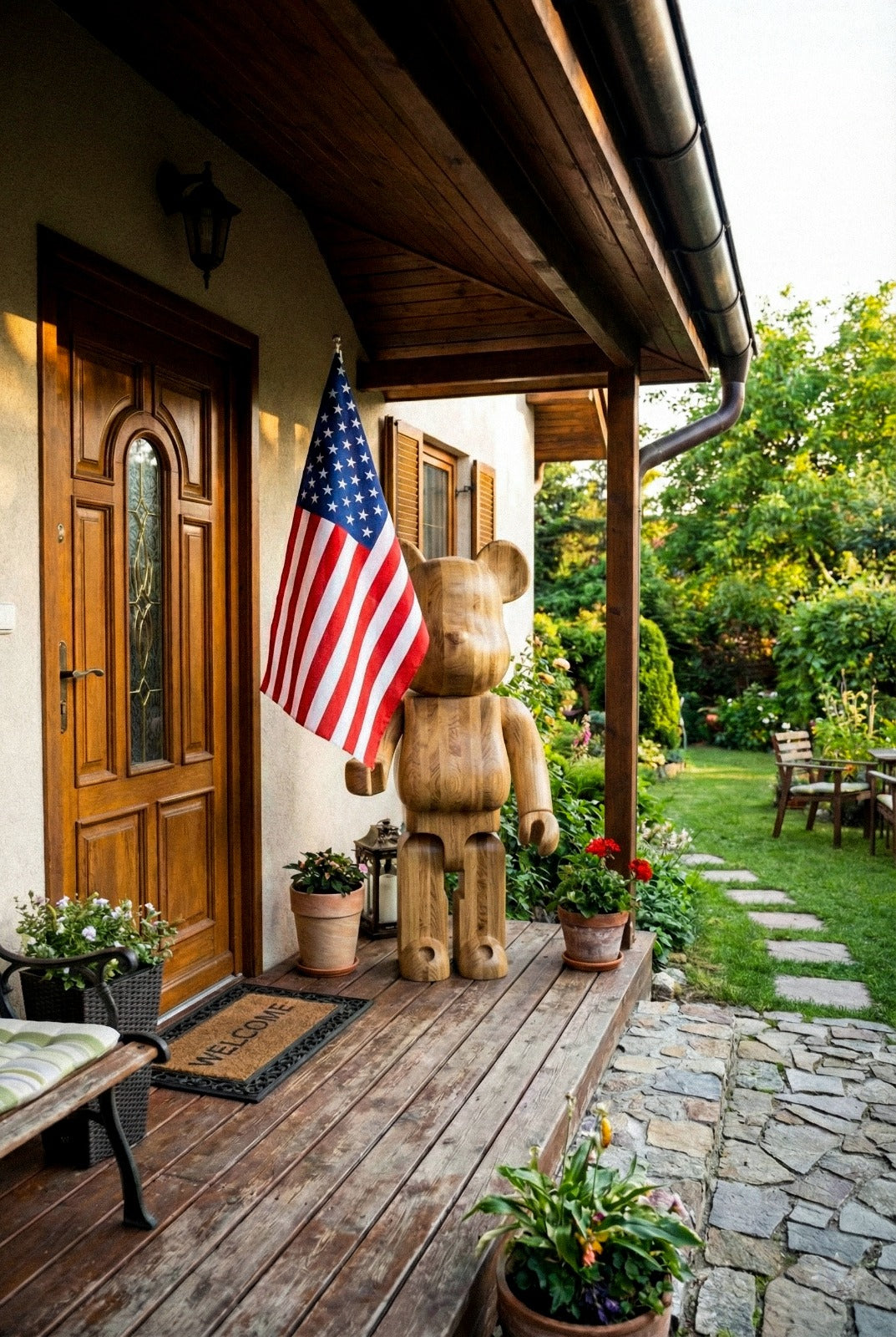 Handcrafted Wooden Bear Sculpture