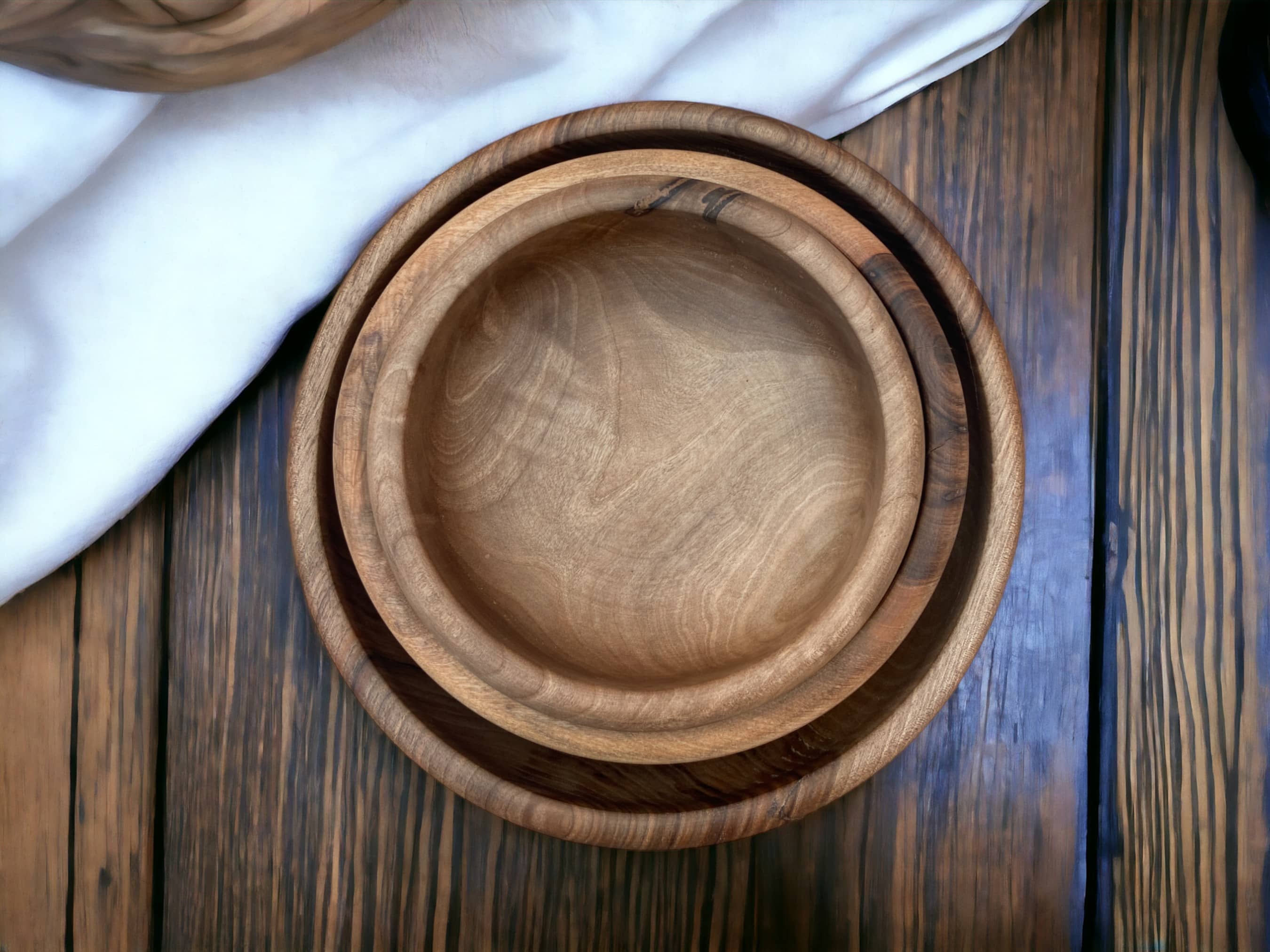 Set Of 3  Handmade Moroccan Walnut Wood Bowl, Walnut Bowl, Salad Bowl, Serving Bowl, Walnut Bowl Made From Ethically Sourced Wood-1