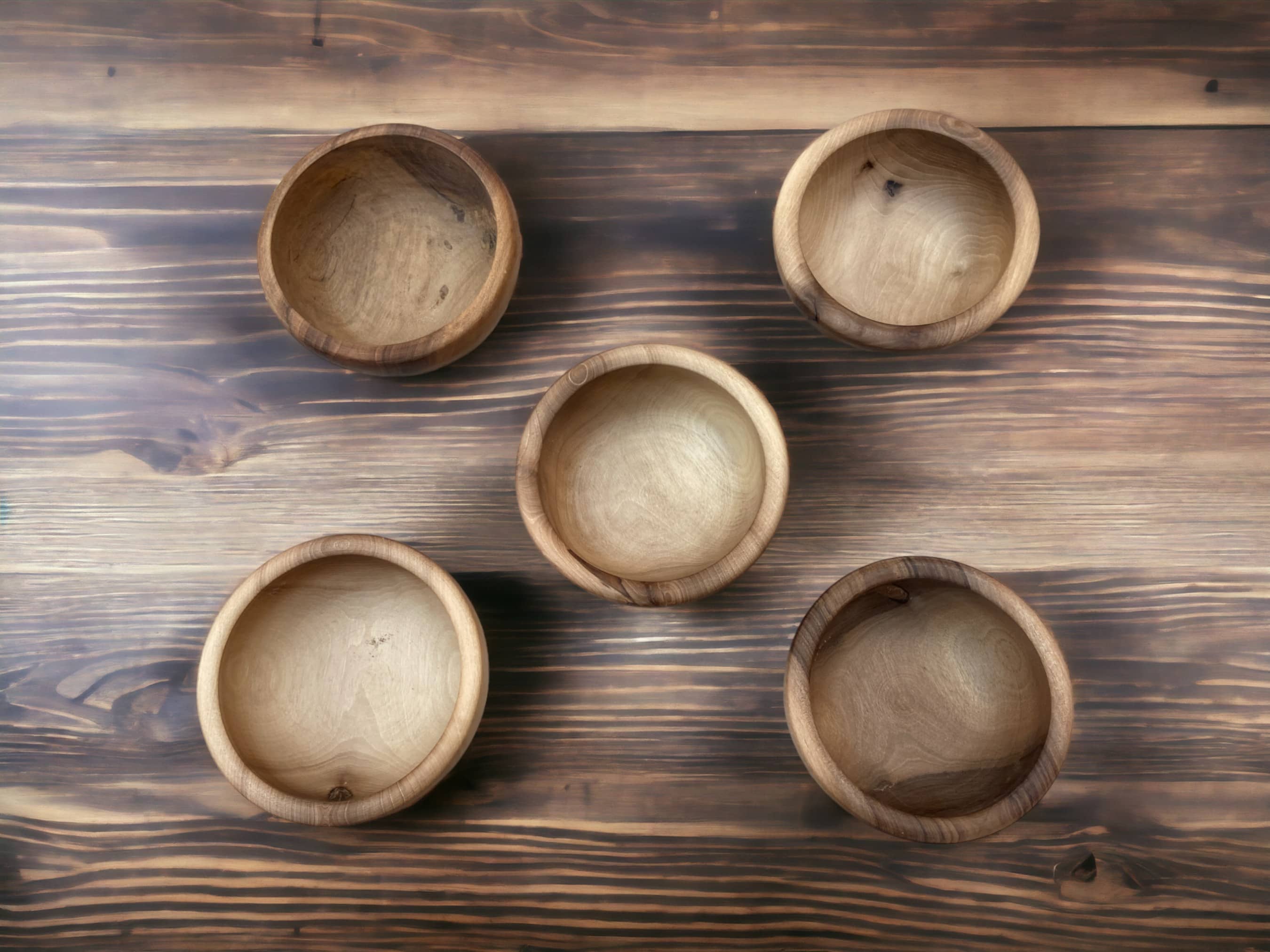 Handcrafted Walnut Wood Salad Bowl Set, 5 Walnut Bowl, Salad Bowl, Serving Bowl, Walnut Bowl Made From Ethically Sourced Wood, Set Of 5 Bowl-1