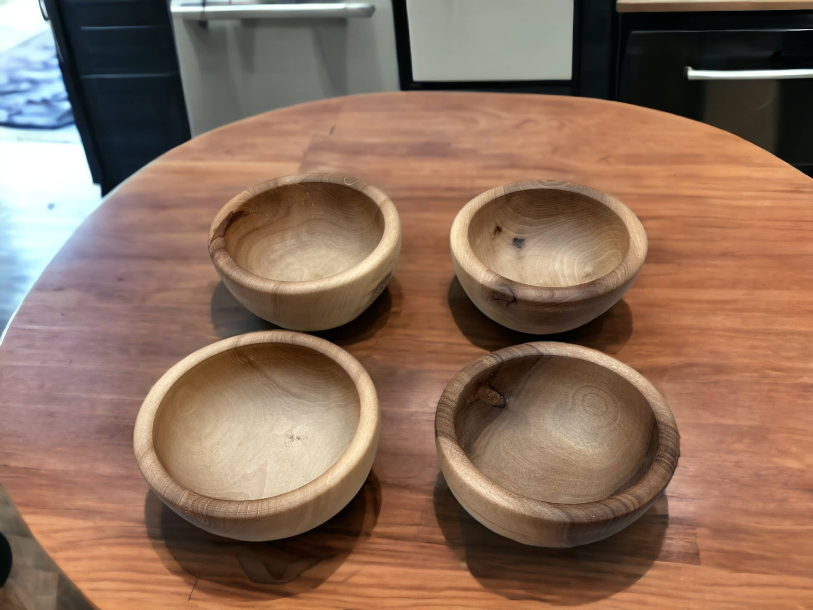 Handcrafted Walnut Wood Salad Bowl Set, 5 Walnut Bowl, Salad Bowl, Serving Bowl, Walnut Bowl Made From Ethically Sourced Wood, Set Of 5 Bowl-4