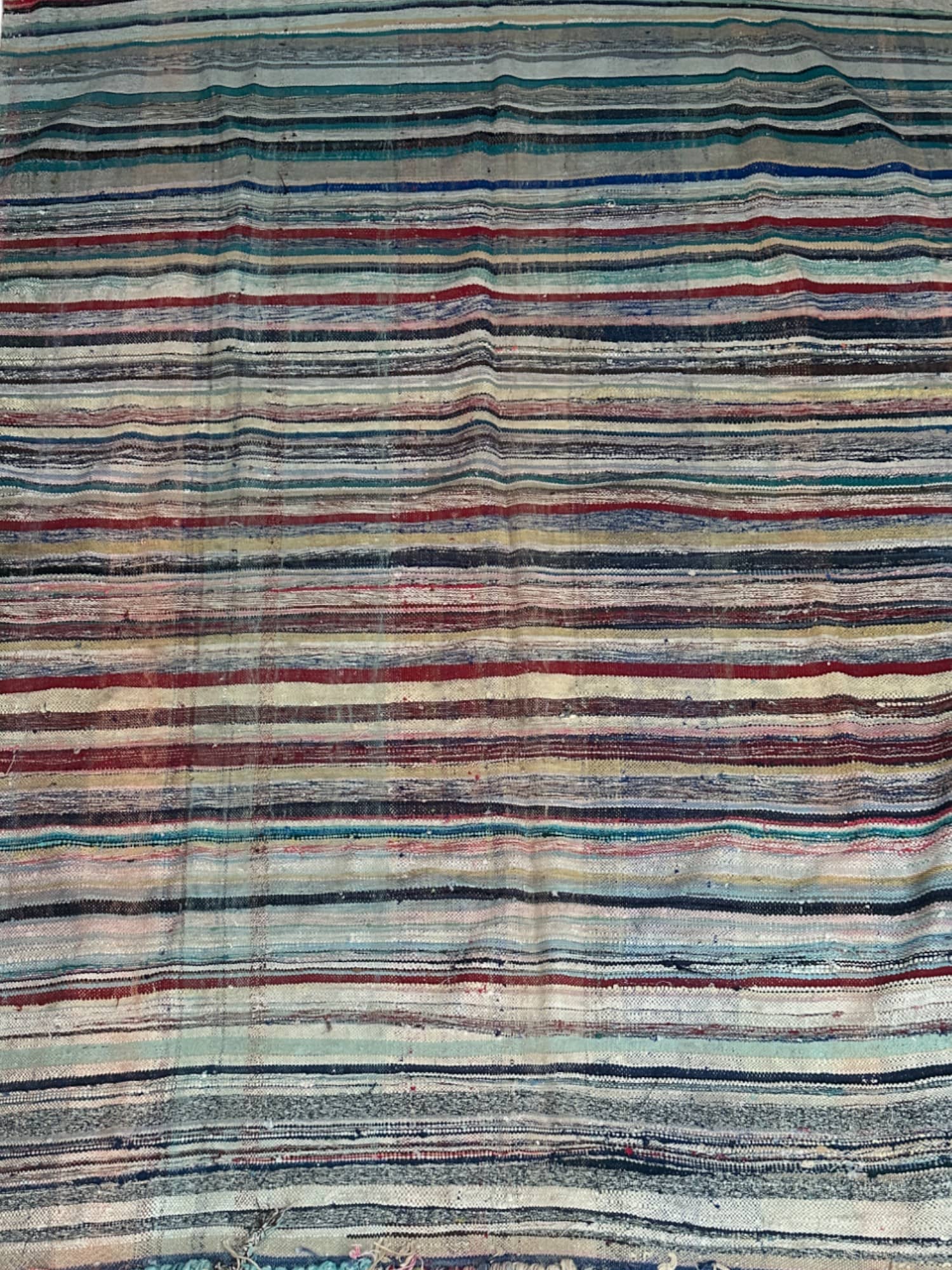 Moroccan Vintage Berber Striped Kilim Rug: Explore Enduring Beauty-1