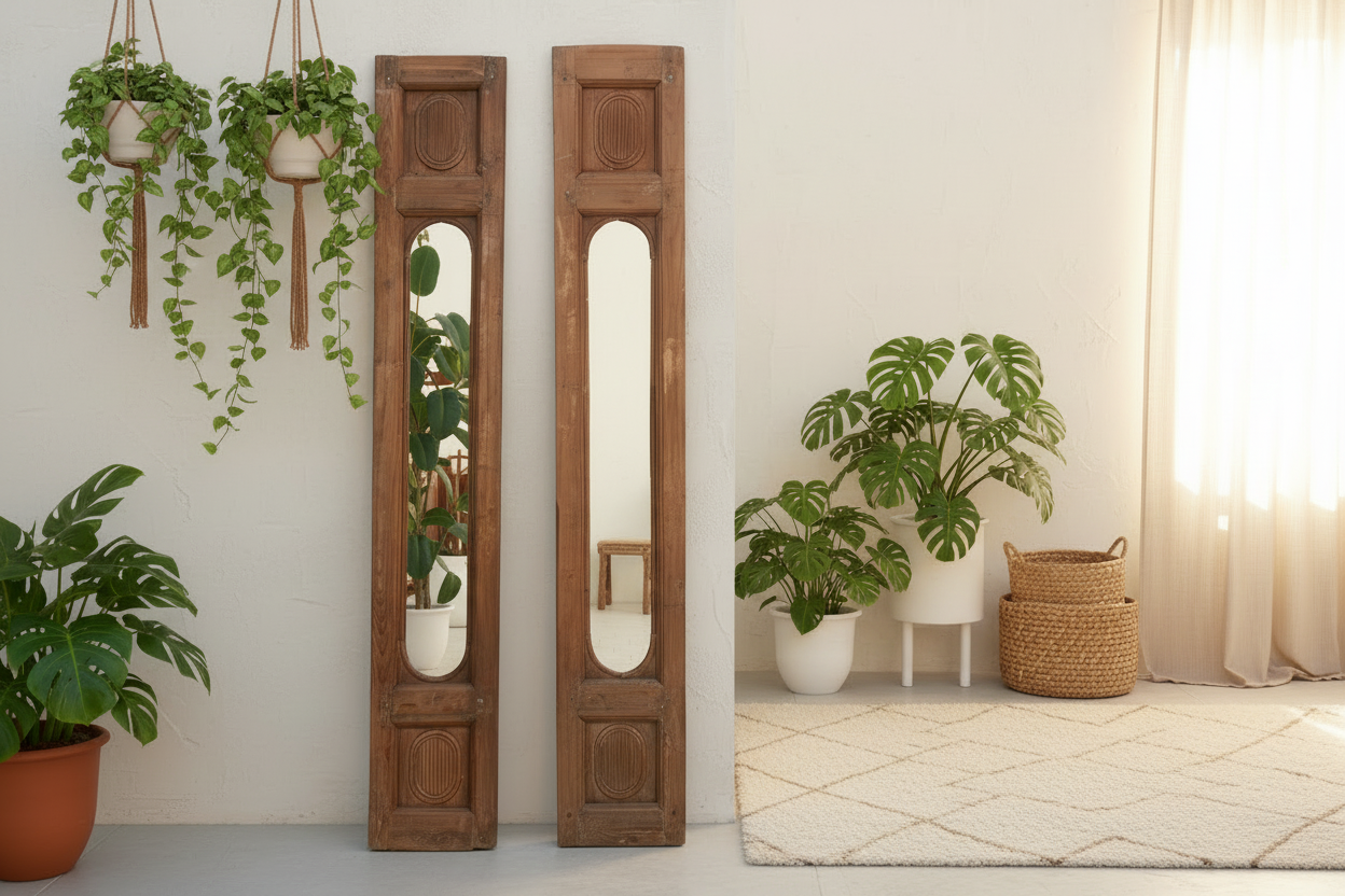 Set of 2, Portuguese Colonial Architectural Mirror Panels