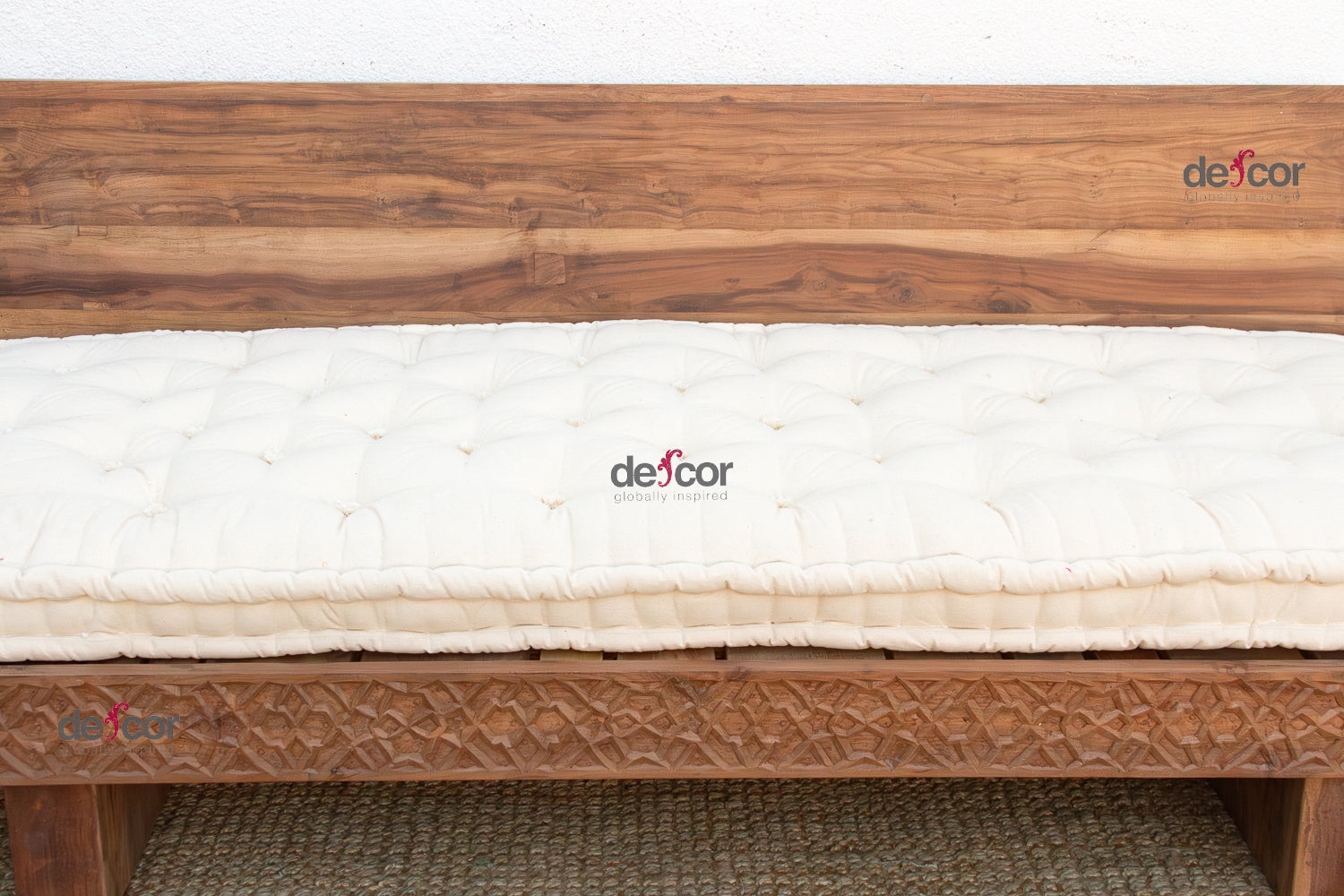 Reclaimed Wood Modern Moroccan Carved Low Sofa