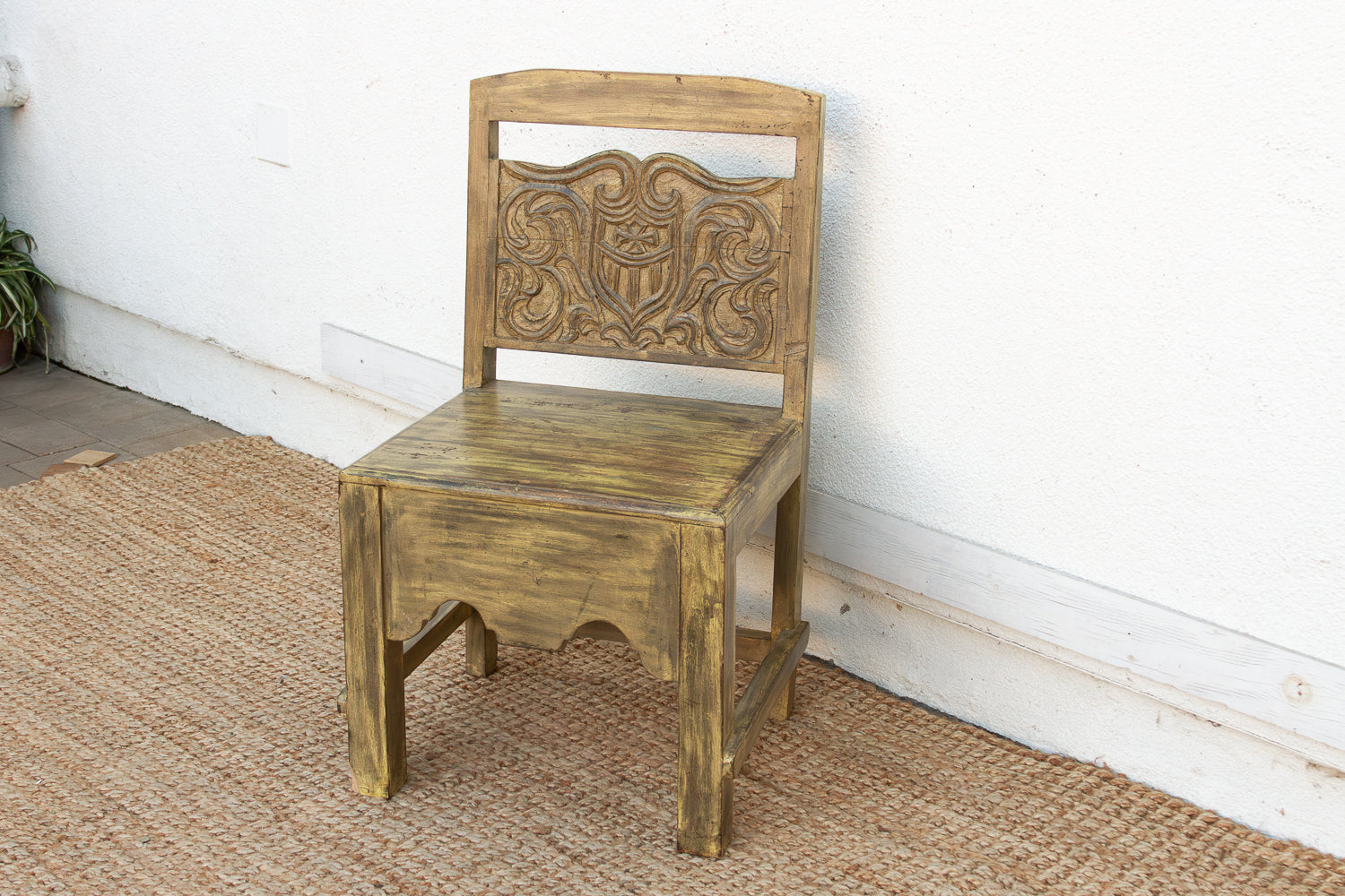 Carved Spanish Colonial Crest Chair