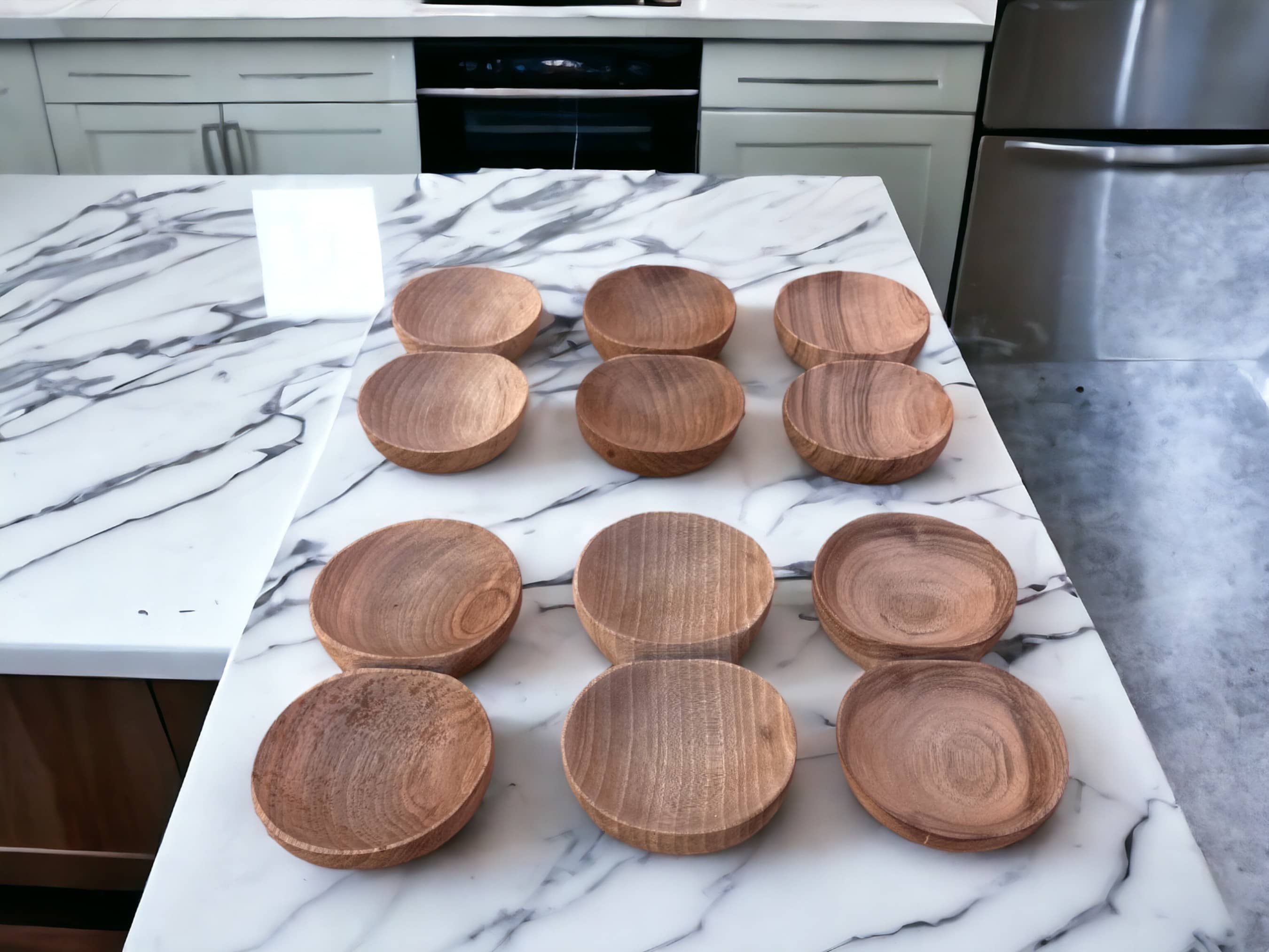 Mini Walnut Spice Bowls Set Of Six, Wooden Spice Bowls, Spice Sevring Bowl, Spice Gift, Traditional Spice Bowl, Gifts for Wife, Gifts-3