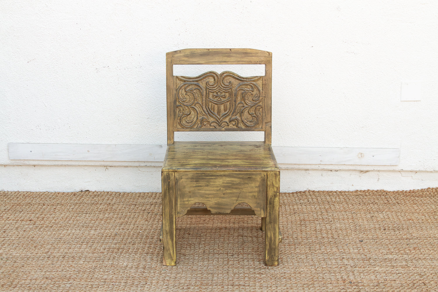 Carved Spanish Colonial Crest Chair