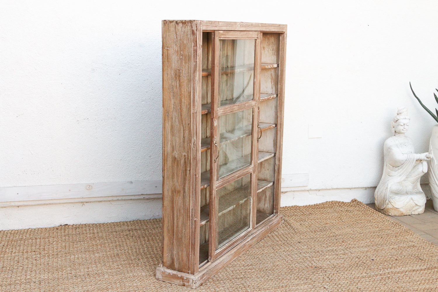 Antique Tall & Slim Farmhouse Display Cabinet