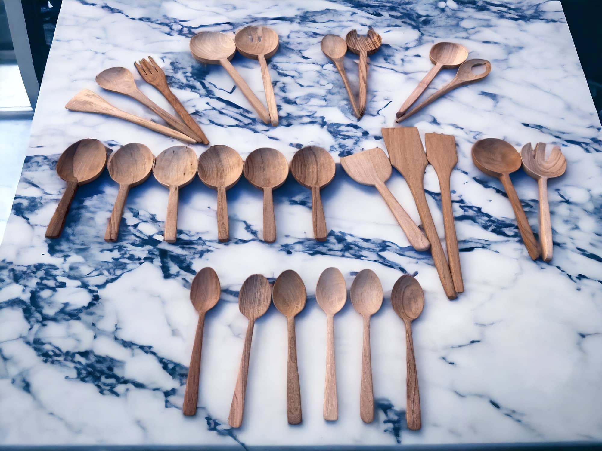 Walnut Kitchen Utensil Set, 25-Pieces Wooden Spoon Set 100% Toxic Free for kitchenware Wood Utensils,  Utensil Set for Kitchen-0