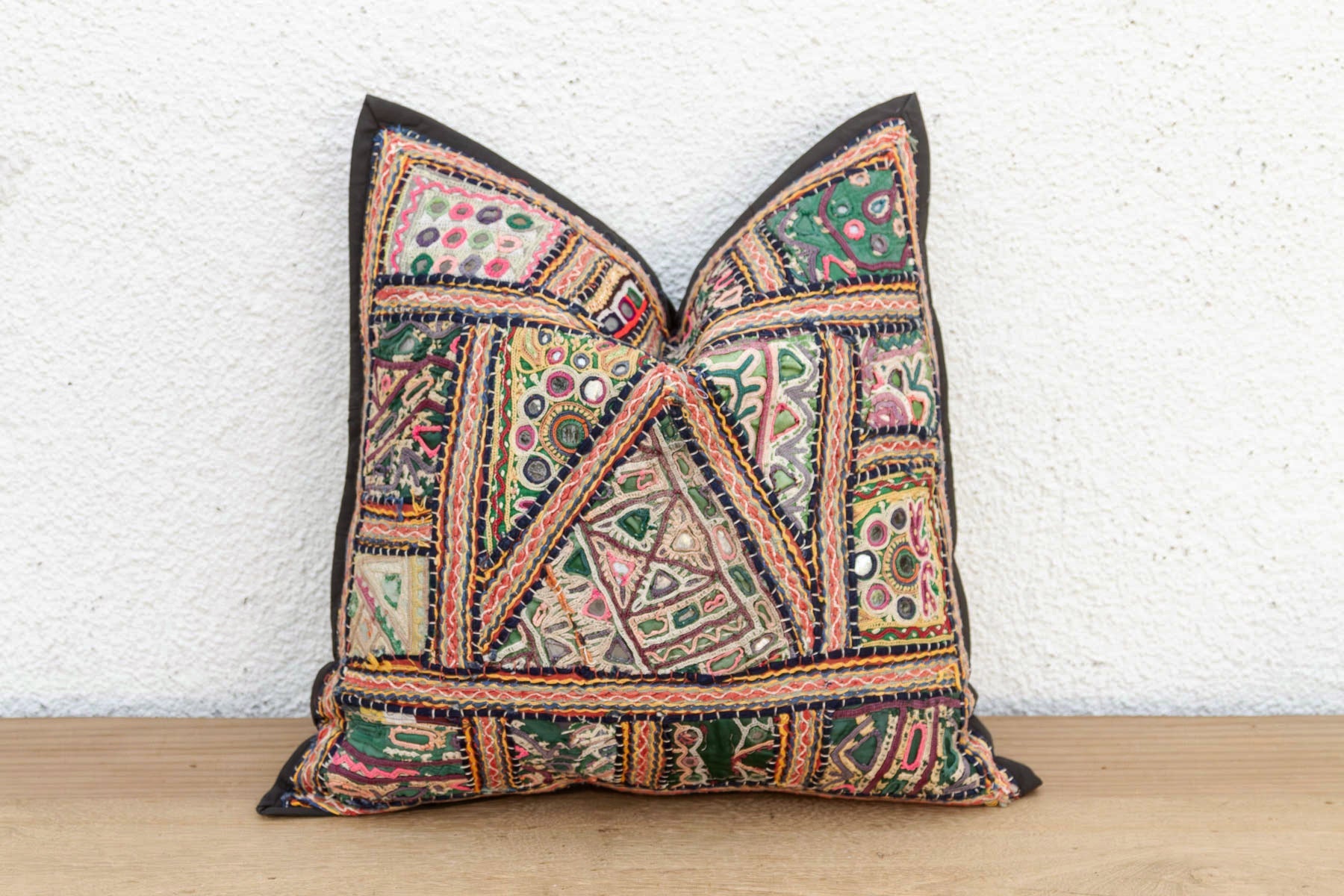 Emerald Patchwork Antique Jaisalmer Pillow