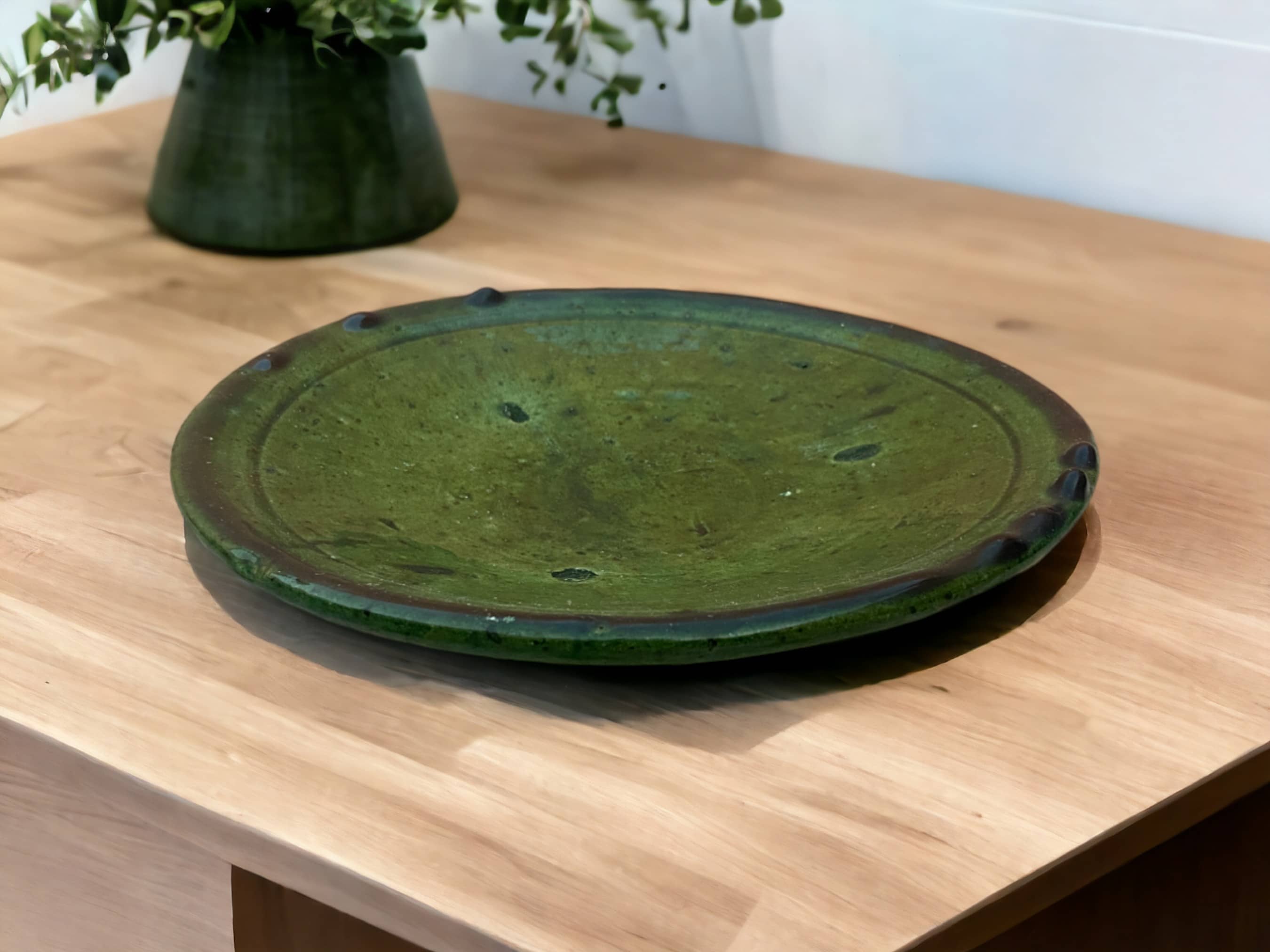 Discover Authentic Tamegroute Green Glazed Pottery: Set of 6 Plates-1