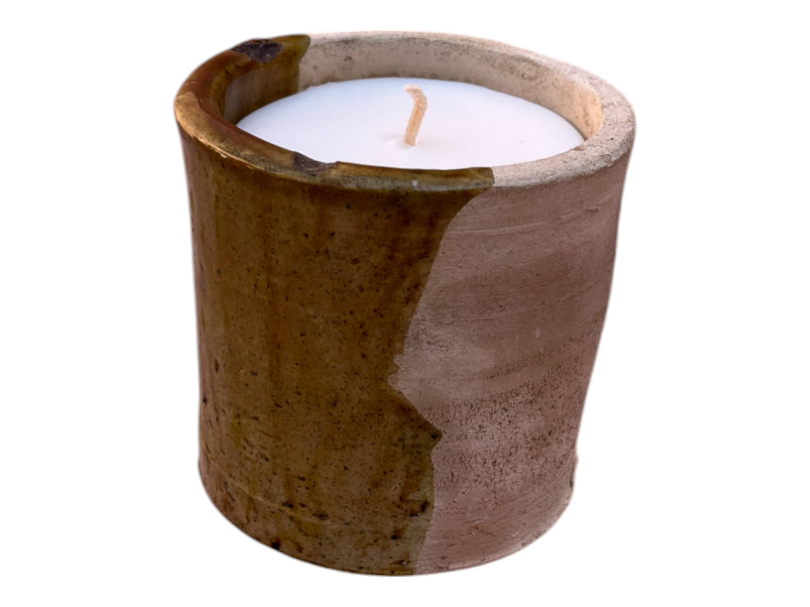 Luxury Moroccan 50/50 Ochre Glaze Tamegroute Scented Soy Wax Candle: Handmade Ceramic Artistry-4