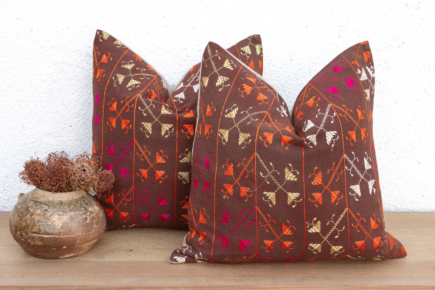 Eternal Garden, Antique Phulkari Pillow Covers, Set