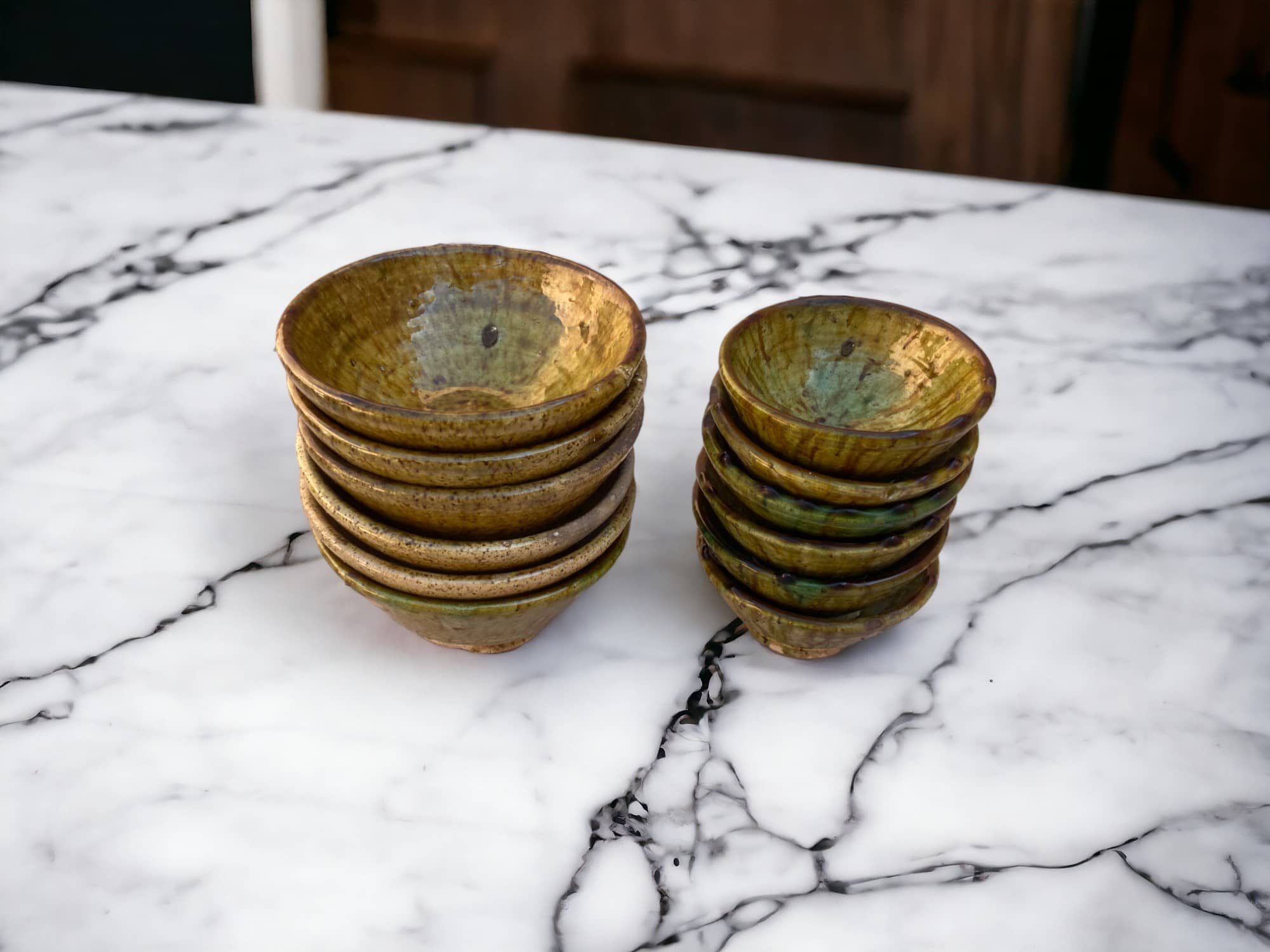 Set of 6 Tamegroute Bowls, Tamegroute Bowls Ochre Glazed Pottery, Set of 6 ceramic bowls, Tamegroute bowls, each handmade in Morocco.-0