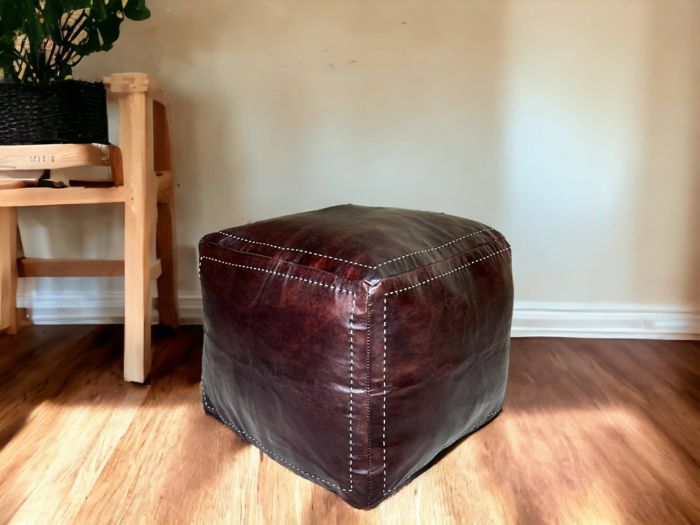 Moroccan Brown Square Pouf: A Timeless Treasure of Berber Craftsmanship-2