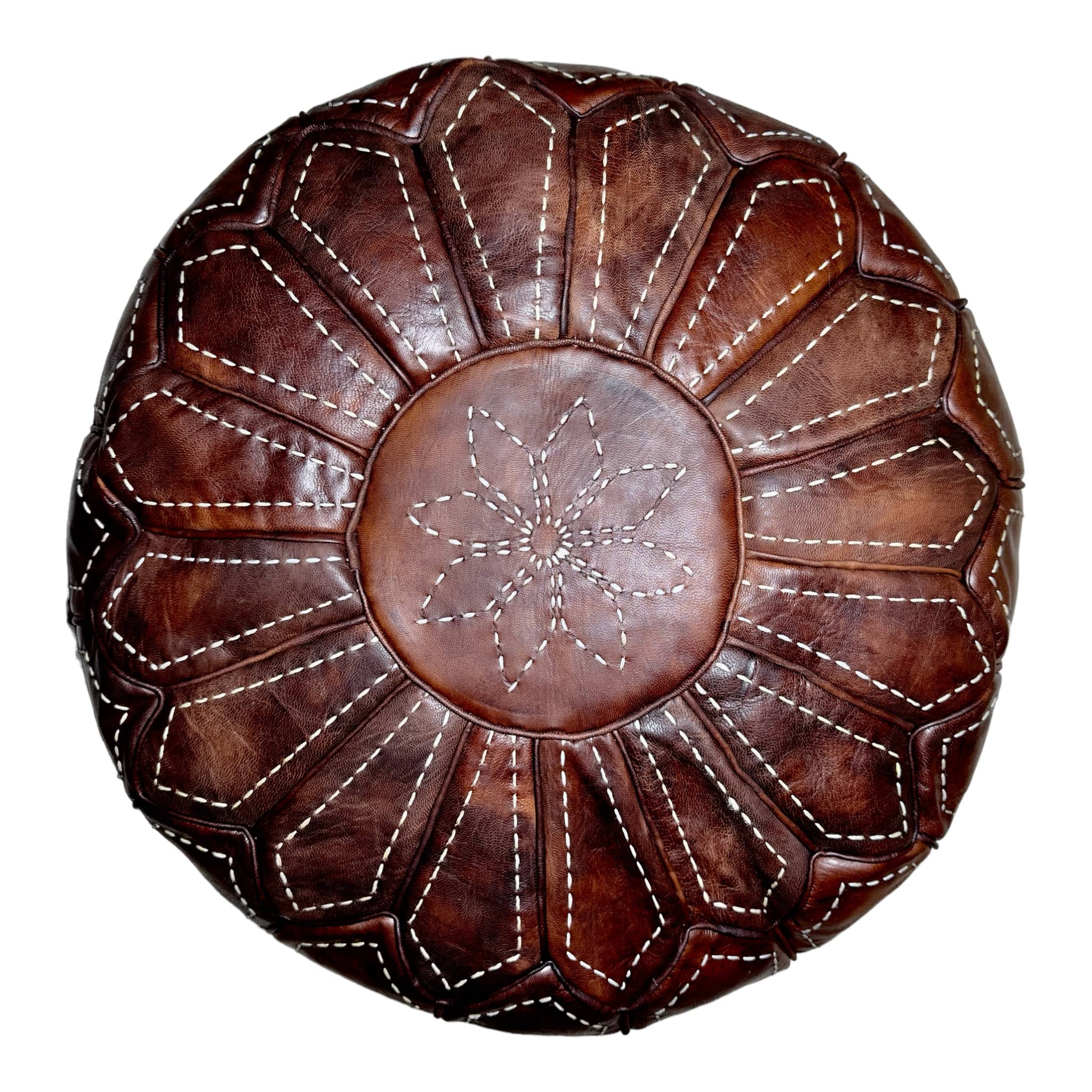 Moroccan Brown Round Pouf: A Rustic Touch of Elegance-0