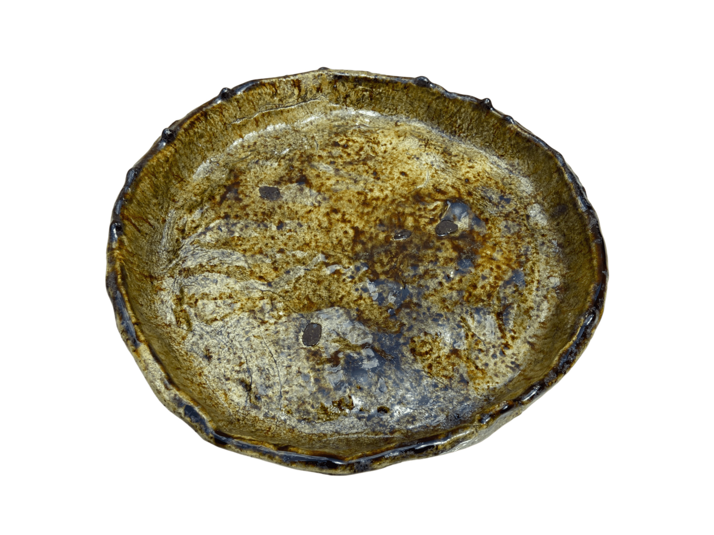 Handcrafted Ceramic Plate in Ochre Glaze from the Moroccan Village of Tamegroute-4