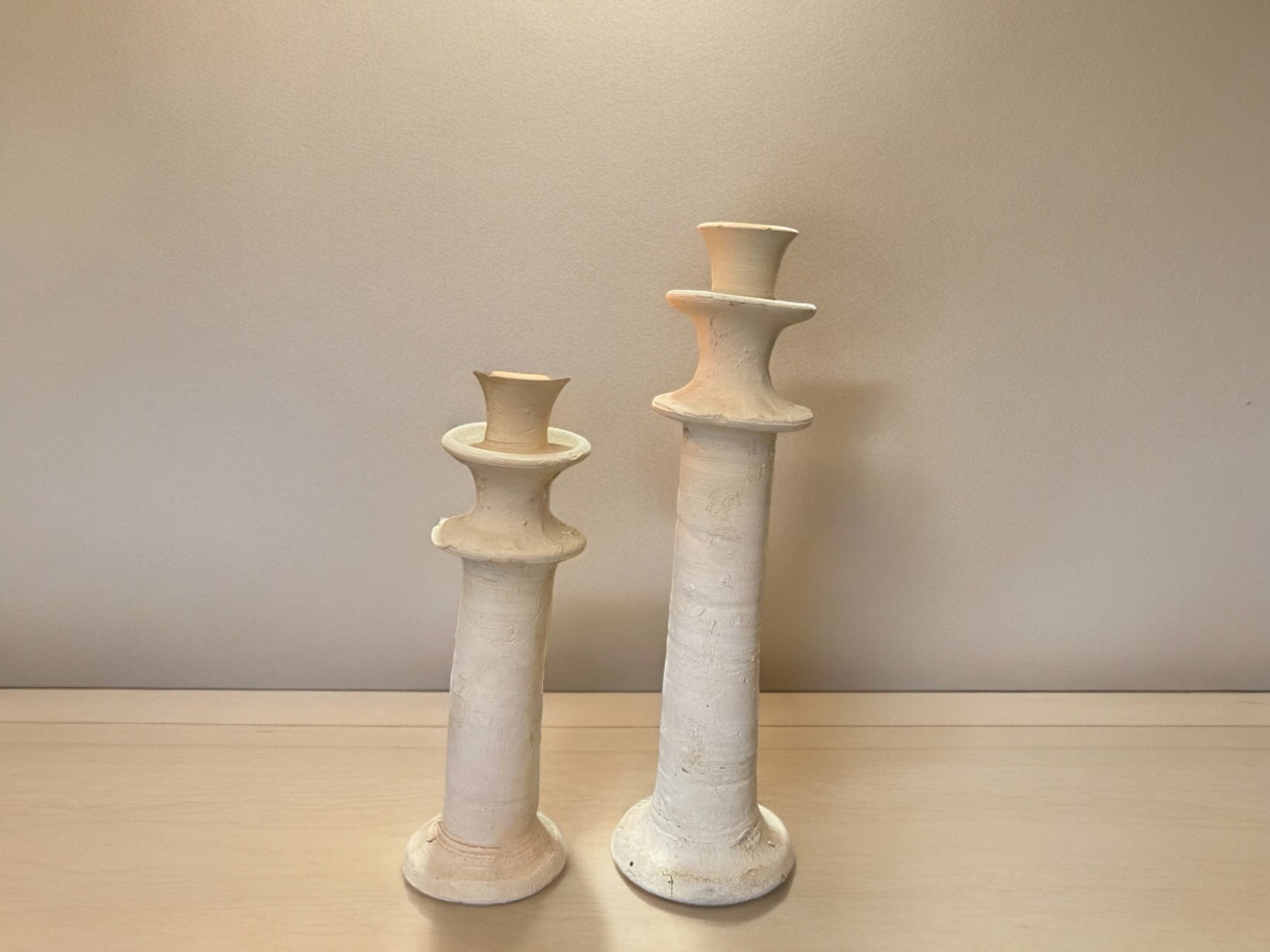 Artisanal Moroccan Unglazed Tamegroute White  Candlestick Holder-2