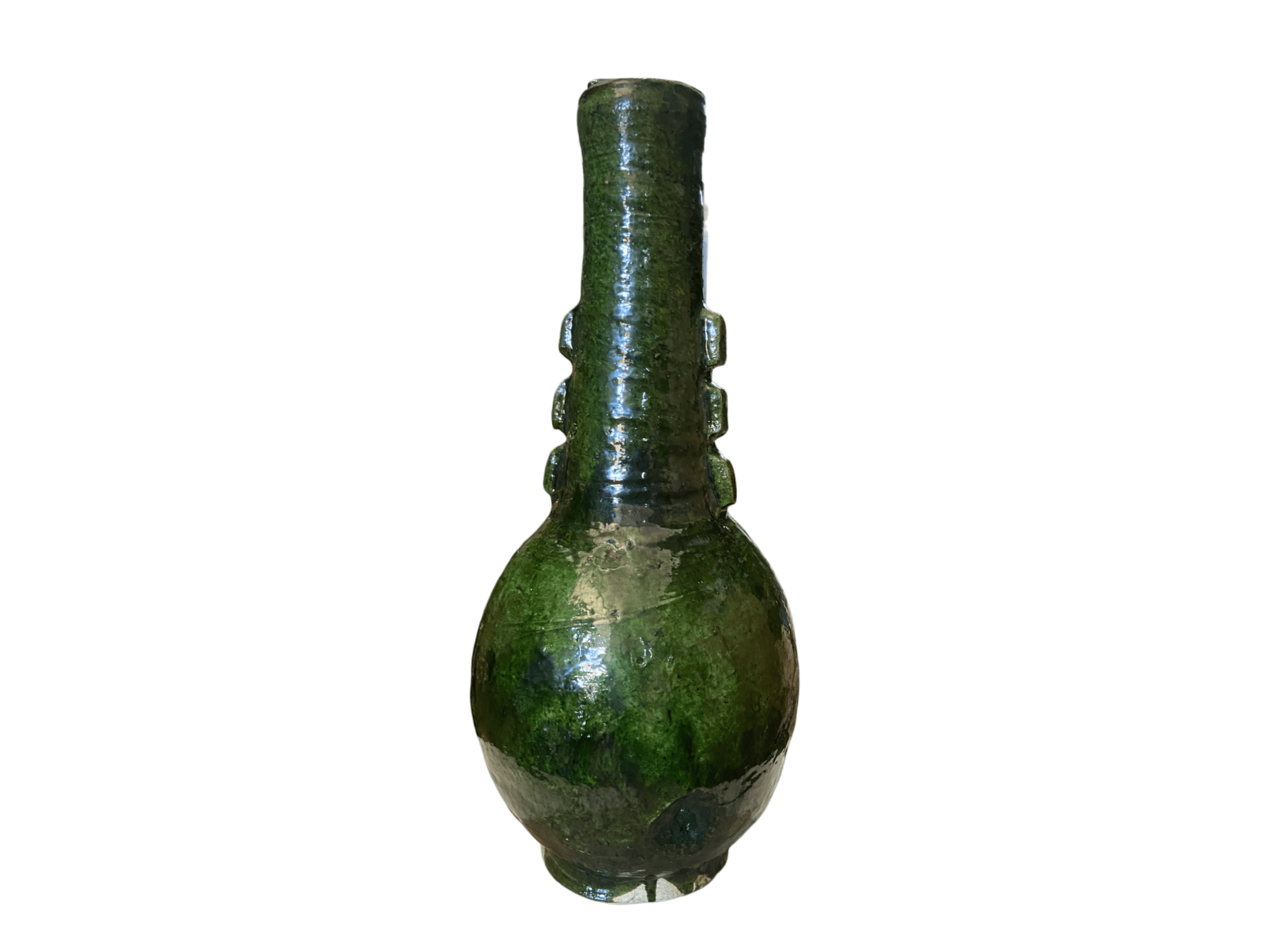 Artisan Handmade Moroccan Tamegroute  Green Glazed Vase-2