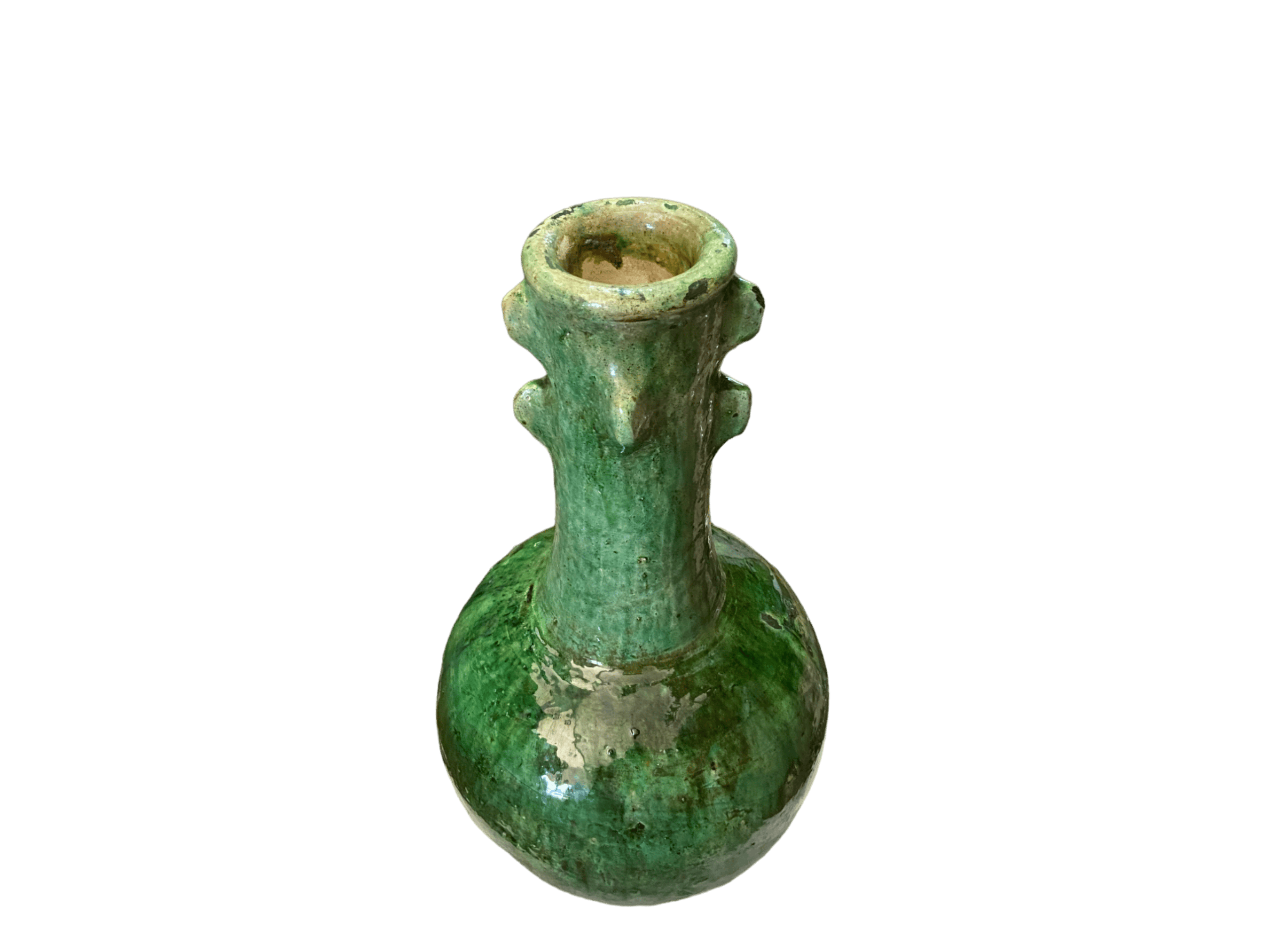 Artisan Handmade Moroccan Tamegroute  Green Glazed Vase-4