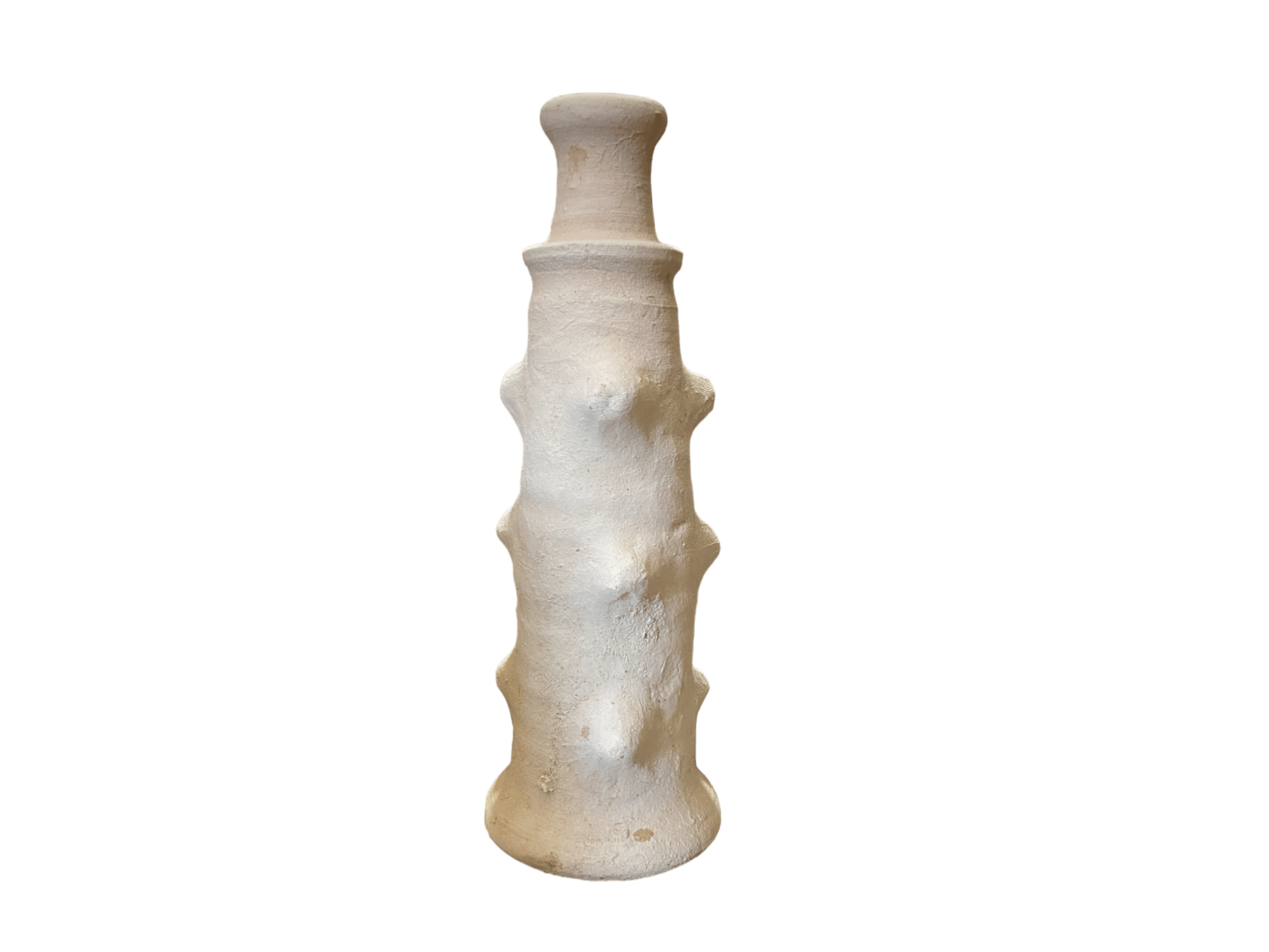 Artisanal Moroccan Unglazed Tamegroute White Ecru Abstract  Candlestick Holder-4