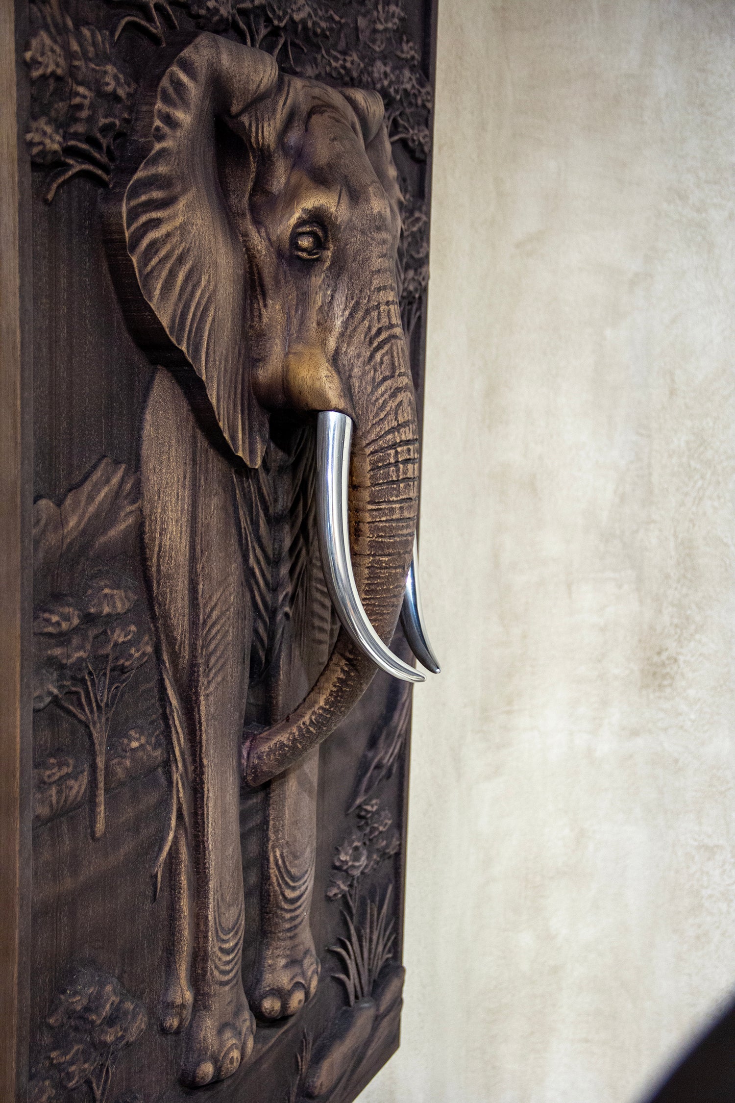 Majestic African Elephant 3D Relief Wood Wall Art