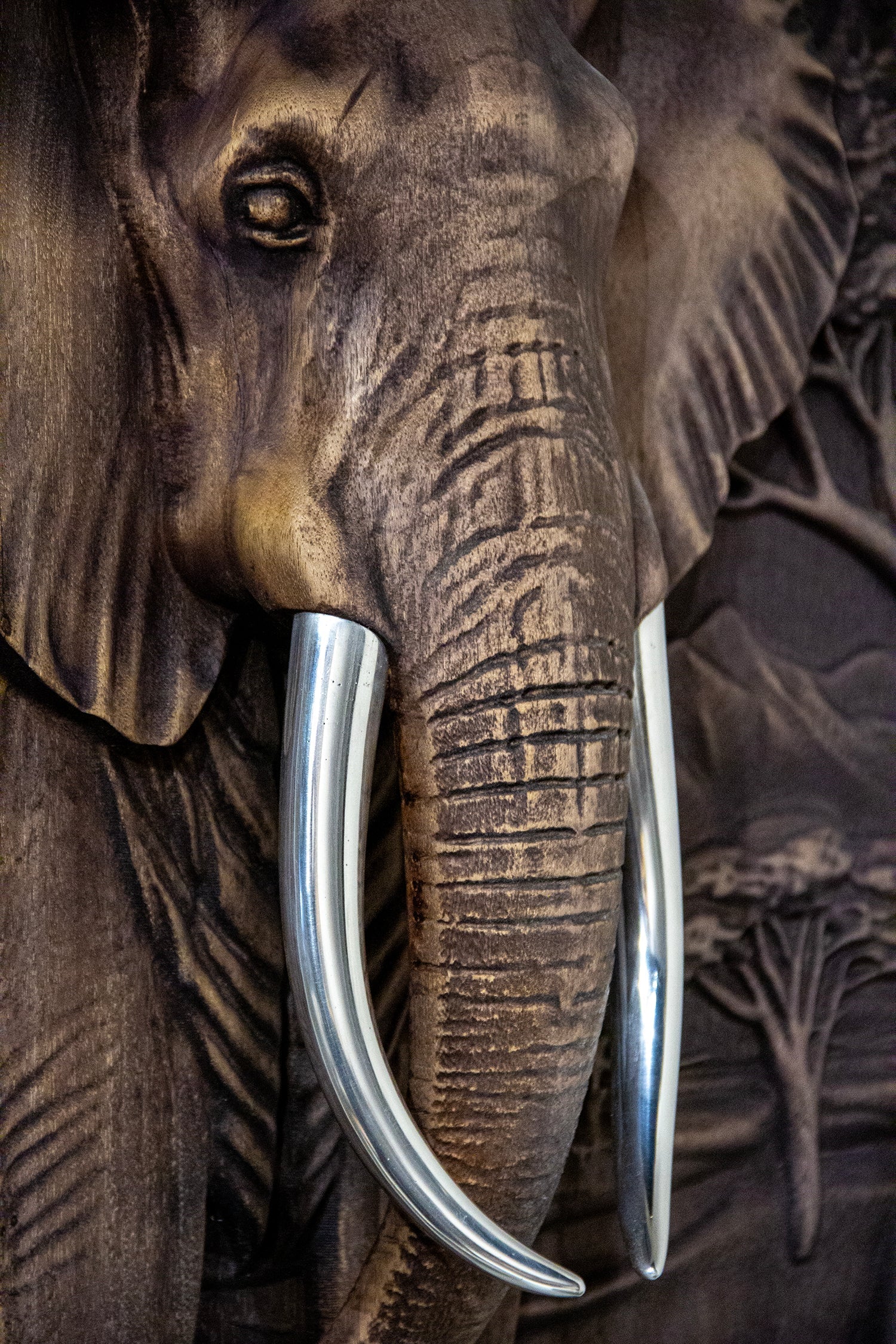 Majestic African Elephant 3D Relief Wood Wall Art