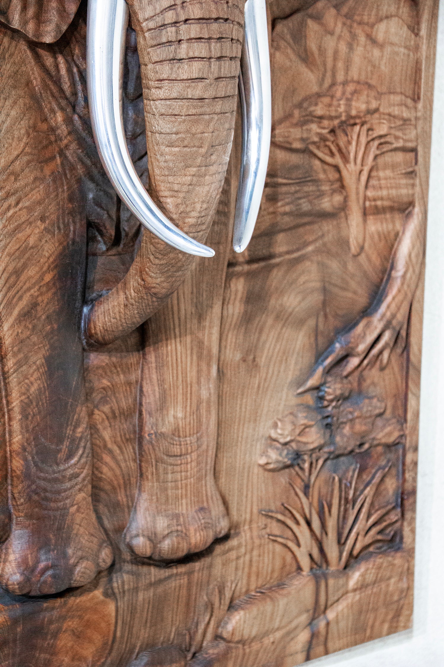 Majestic African Elephant 3D Relief Wood Wall Art