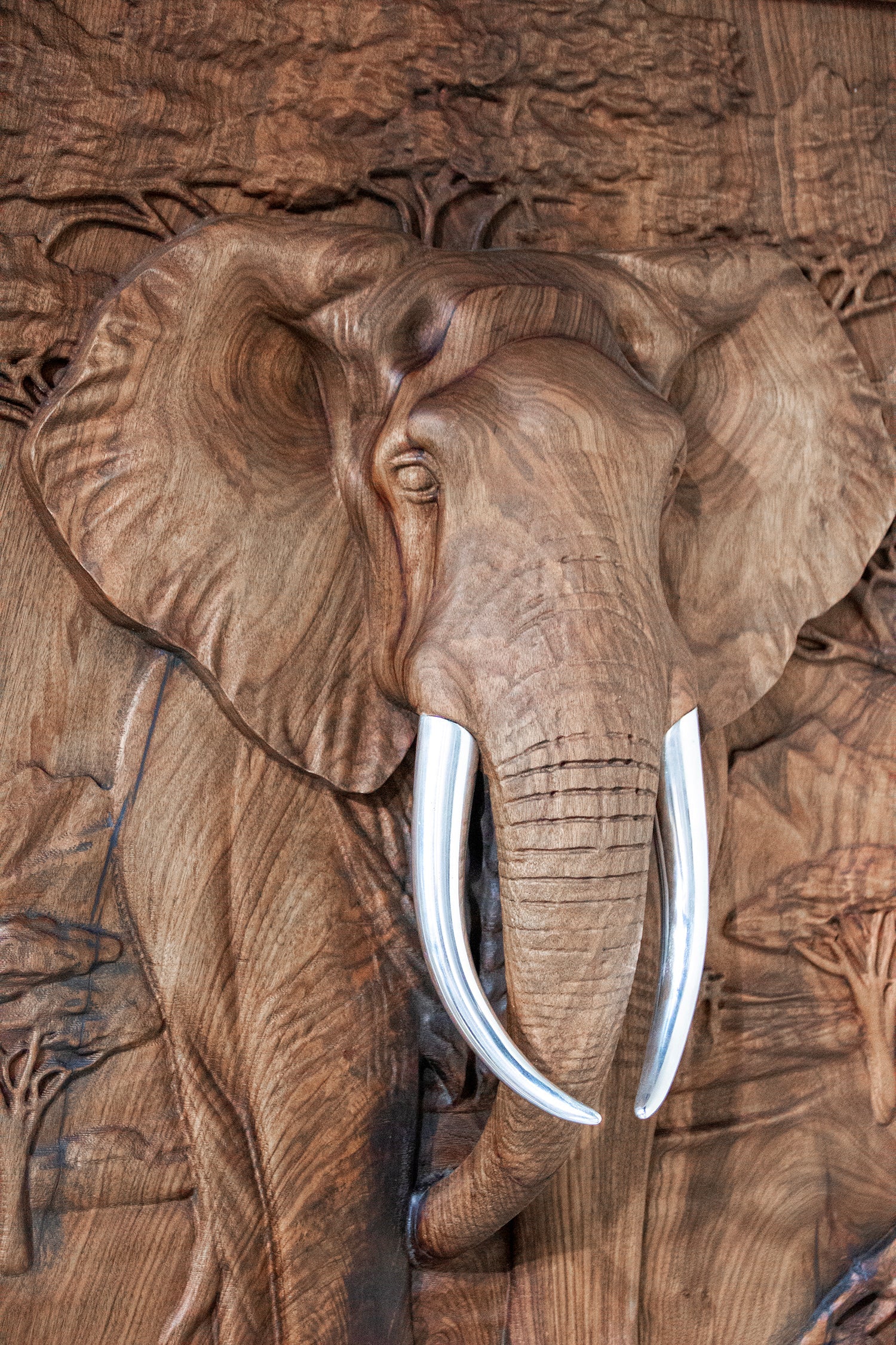 Majestic African Elephant 3D Relief Wood Wall Art