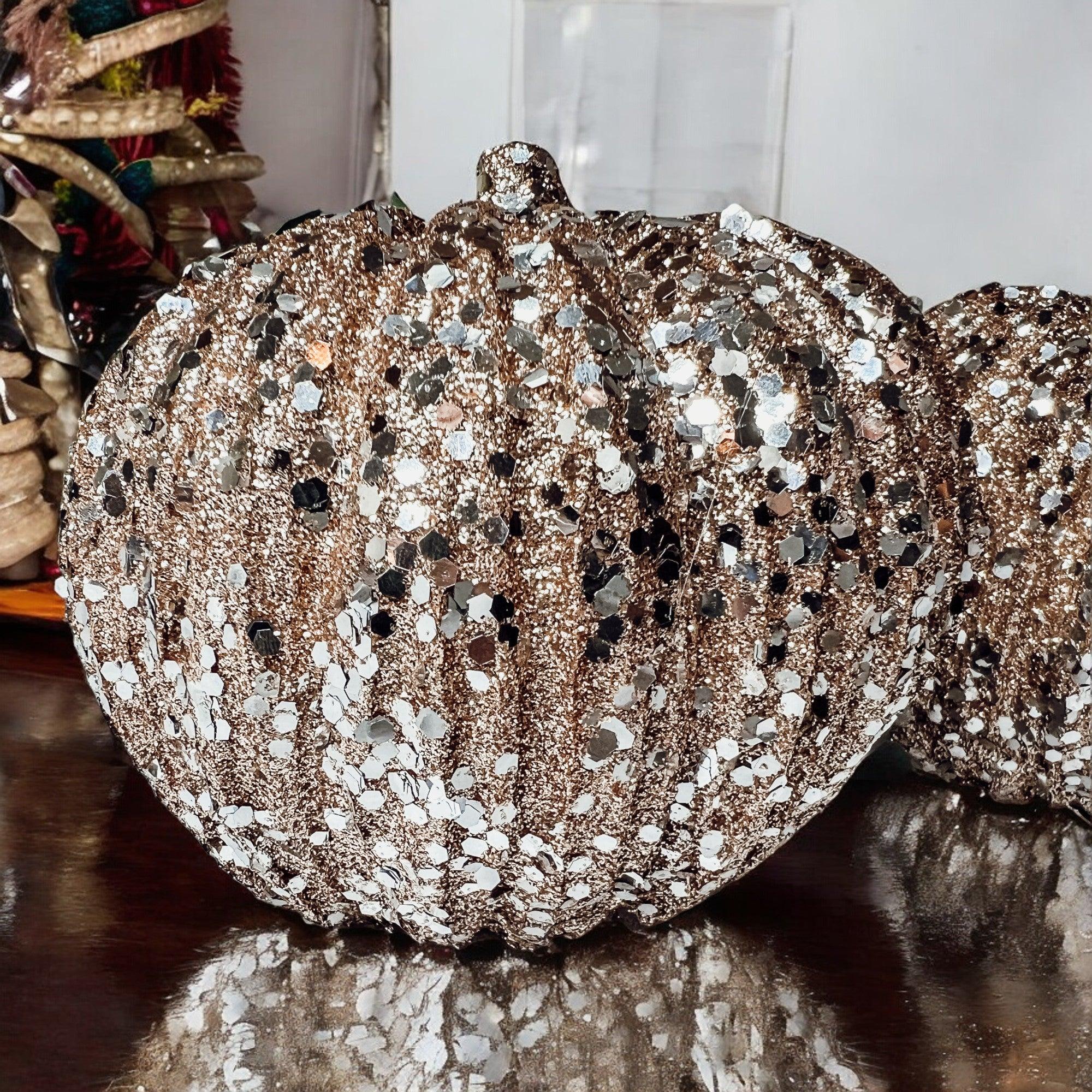 Glitter Sequin Pumpkin 4"-0