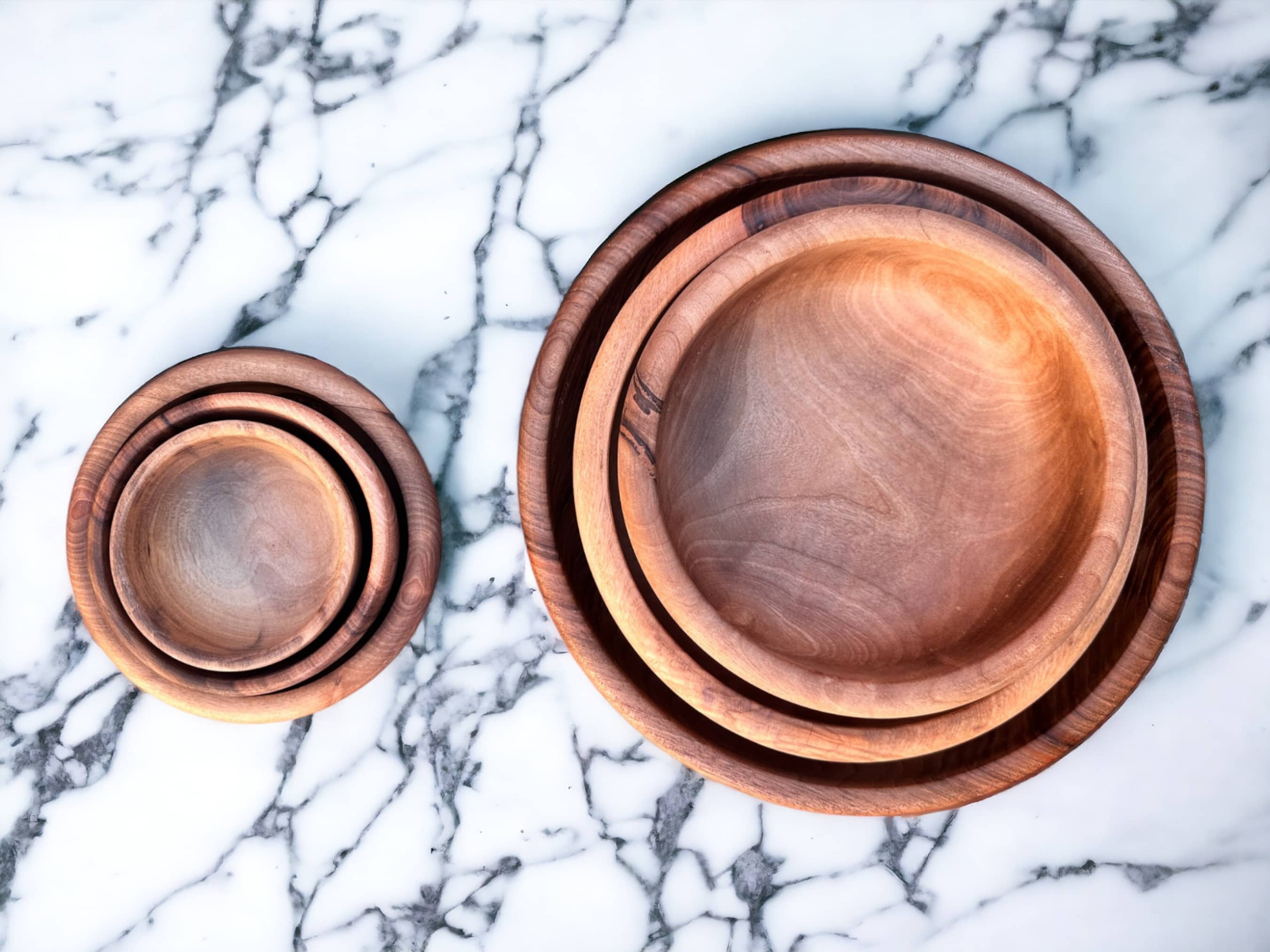 Moroccan Walnut Wood Salad Bowl Set Of 4 - Handcrafted Beauty for Your Table-4