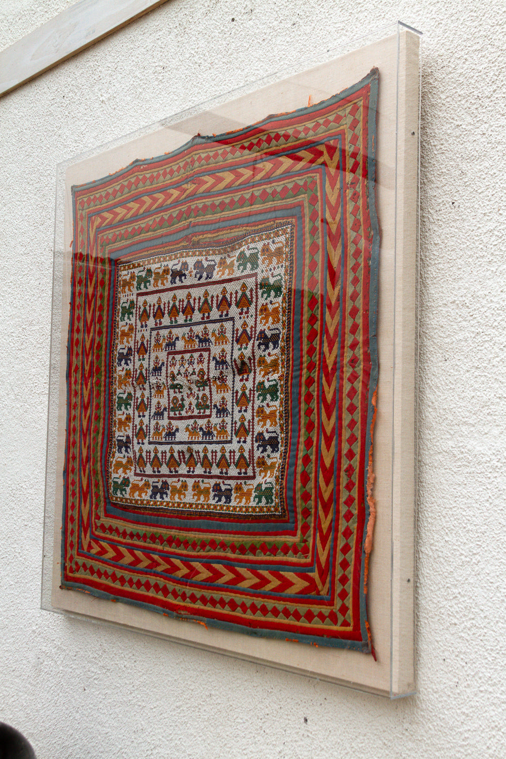 Framed Antique Figural Ceremonial Textile